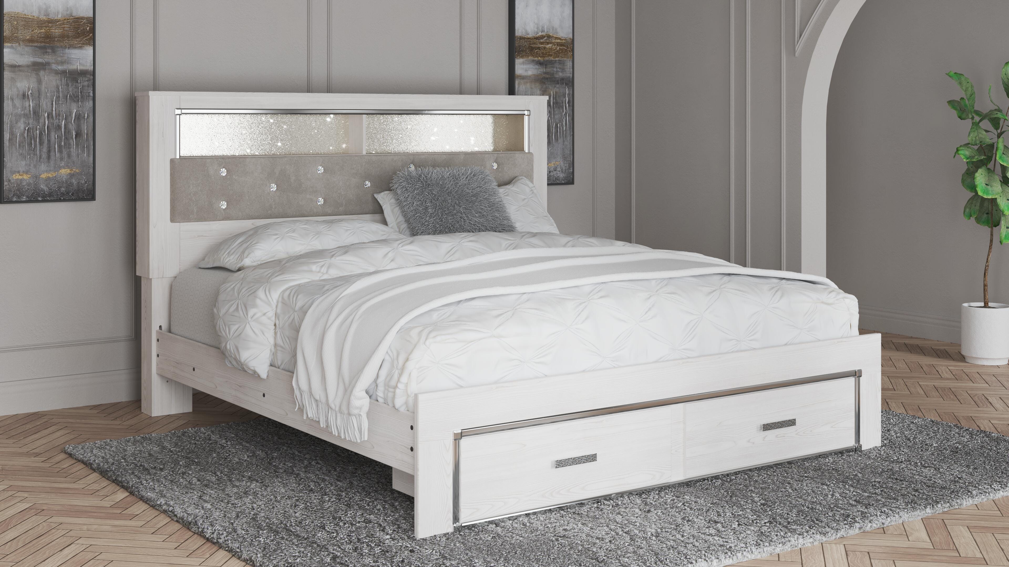 Altyra Upholstered Bookcase Bed with Storage