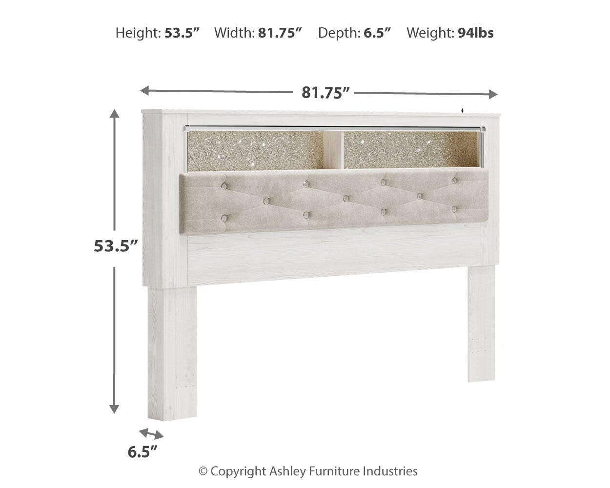 Altyra Upholstered Panel Bookcase Headboard