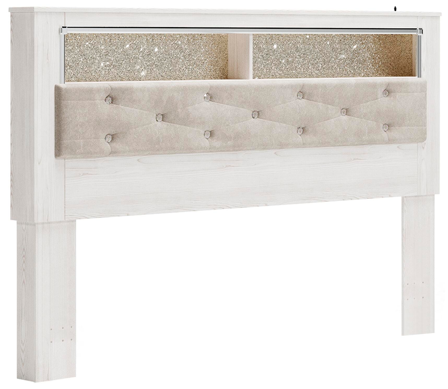 Altyra Bookcase Headboard with Mirrored Dresser