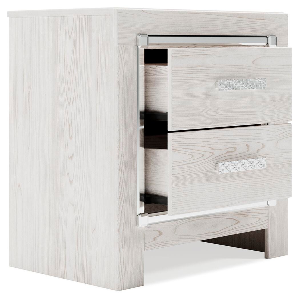 Altyra Upholstered Storage Bed with Mirrored Dresser and Nightstand
