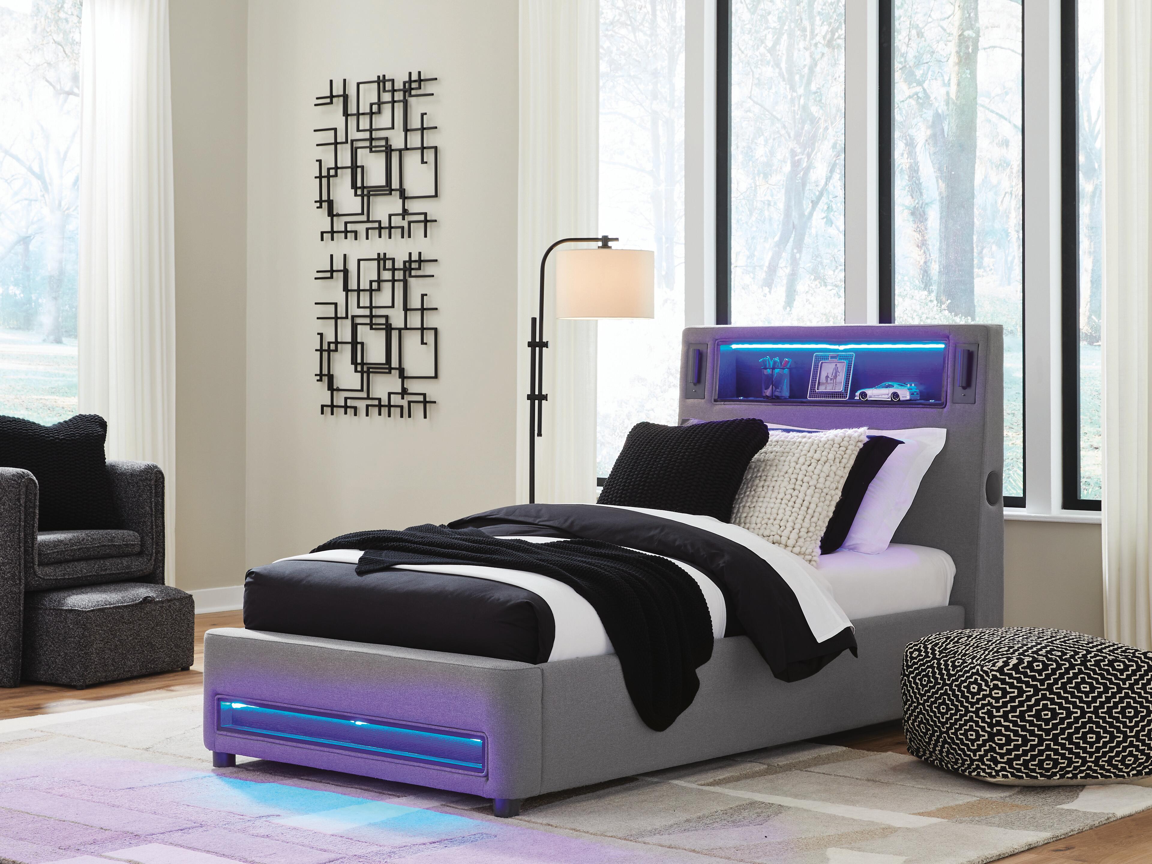 Verishaw Upholstered Bed with Wireless Audio