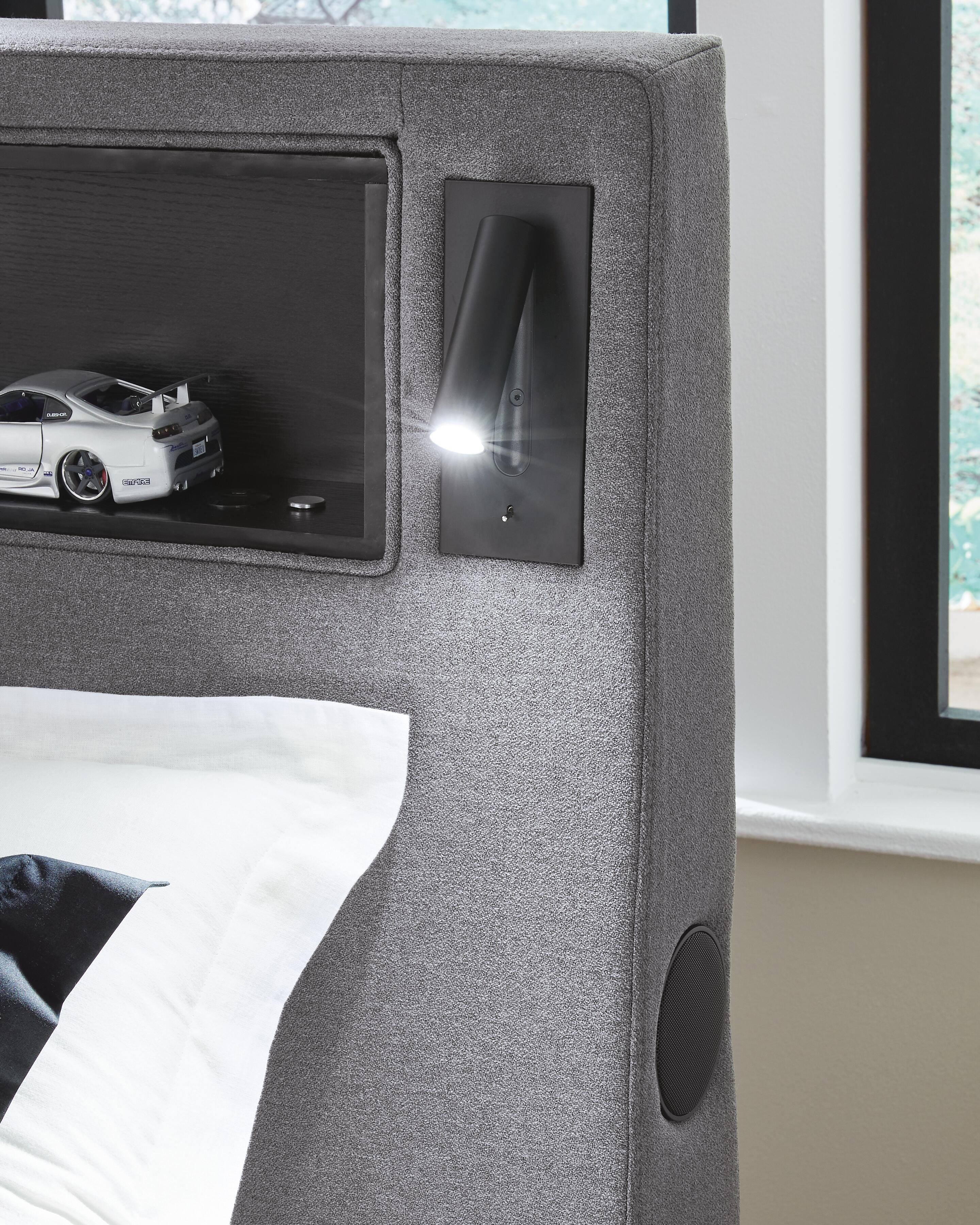 Verishaw Upholstered Bed with Wireless Audio