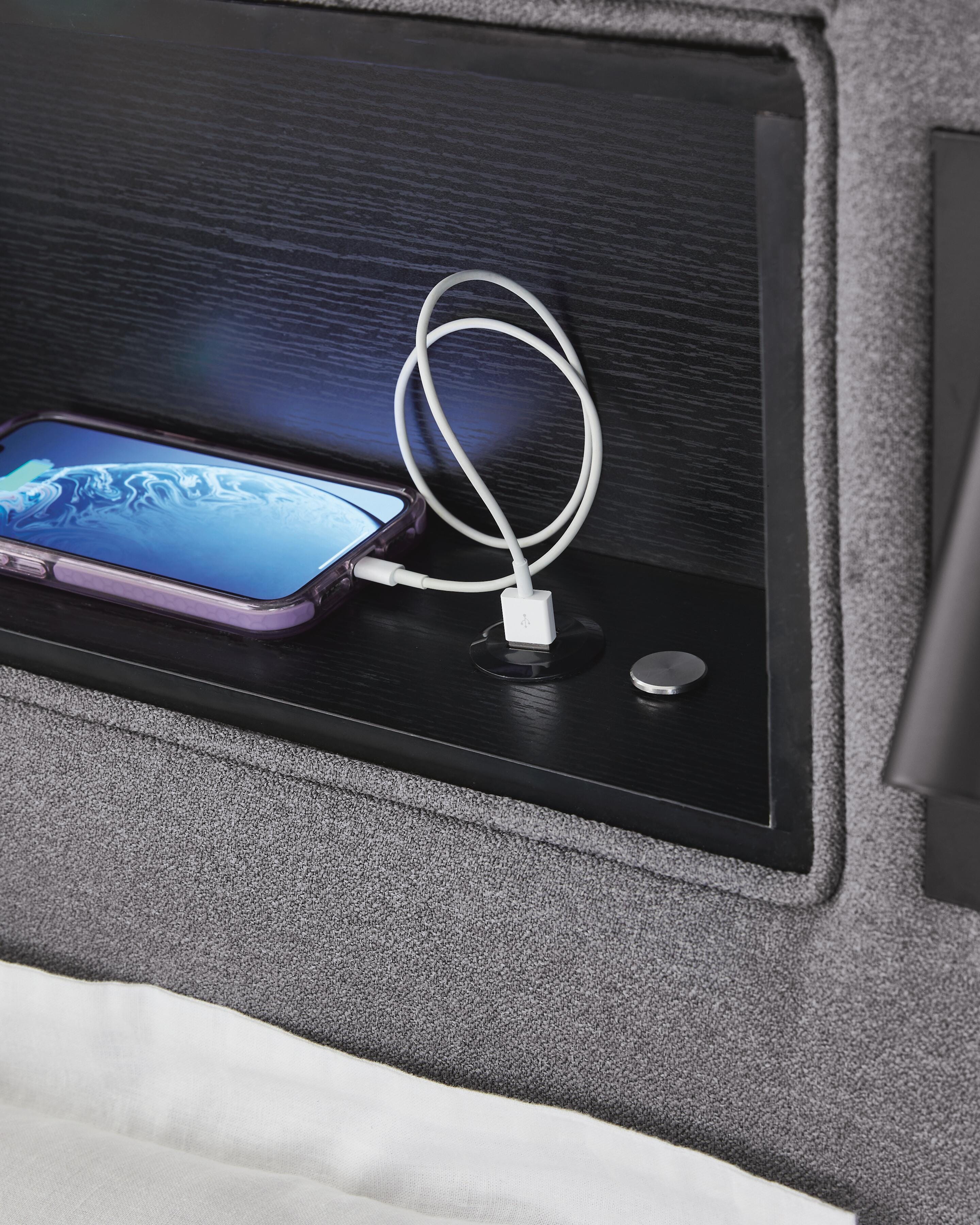 Verishaw Upholstered Bed with Wireless Audio