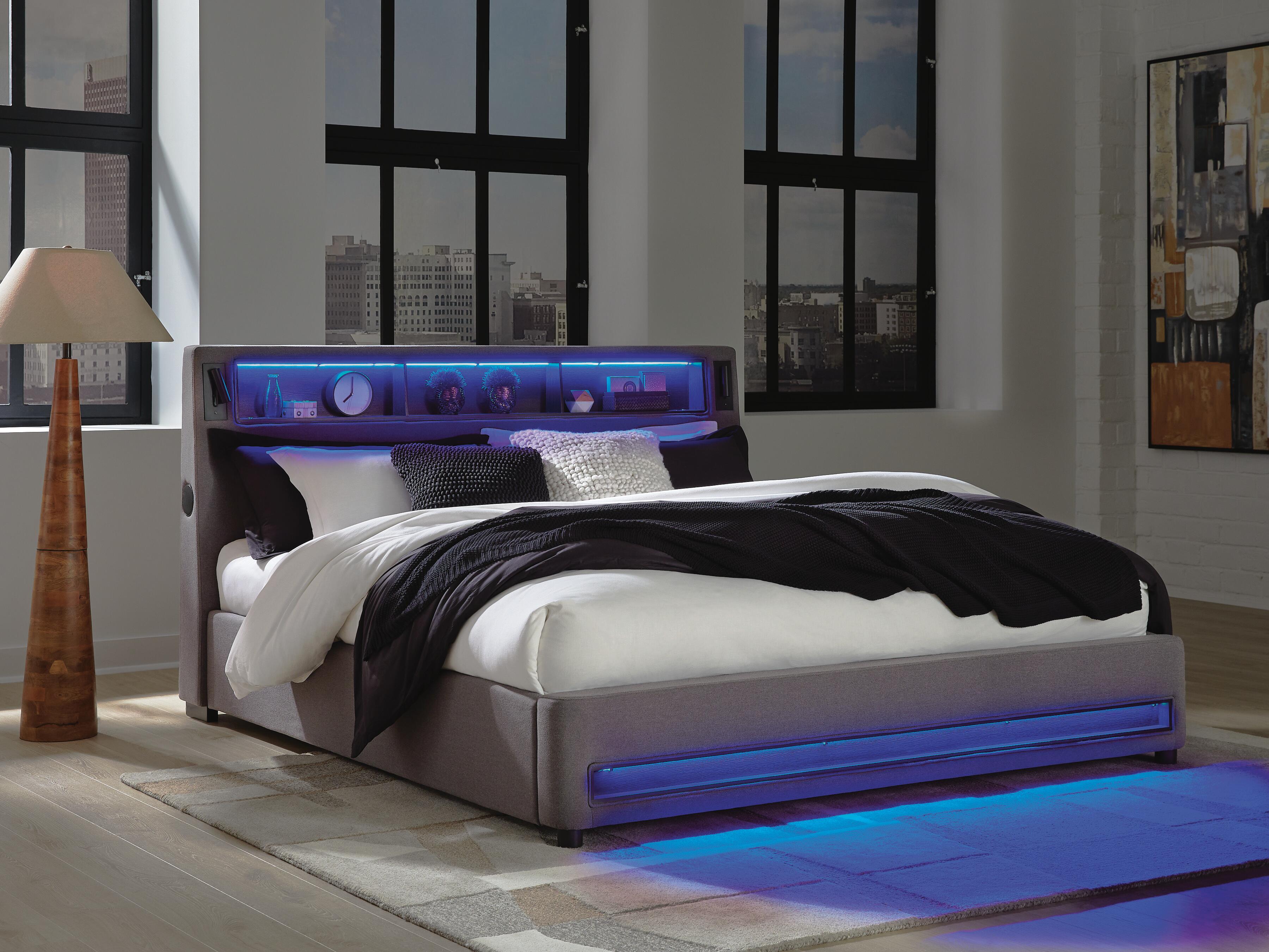 Verishaw Upholstered Bed with Wireless Audio