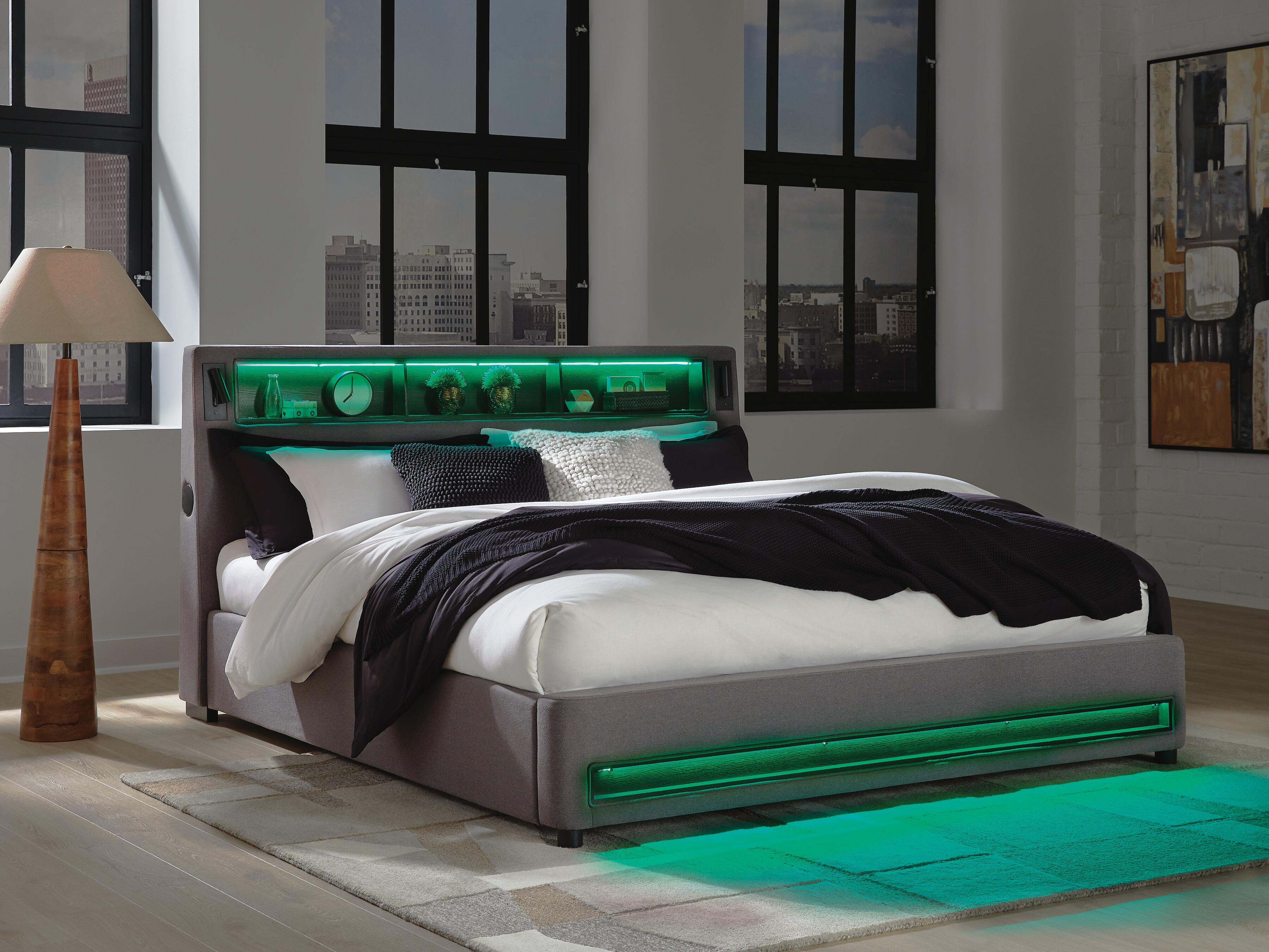 Verishaw Upholstered Bed with Wireless Audio
