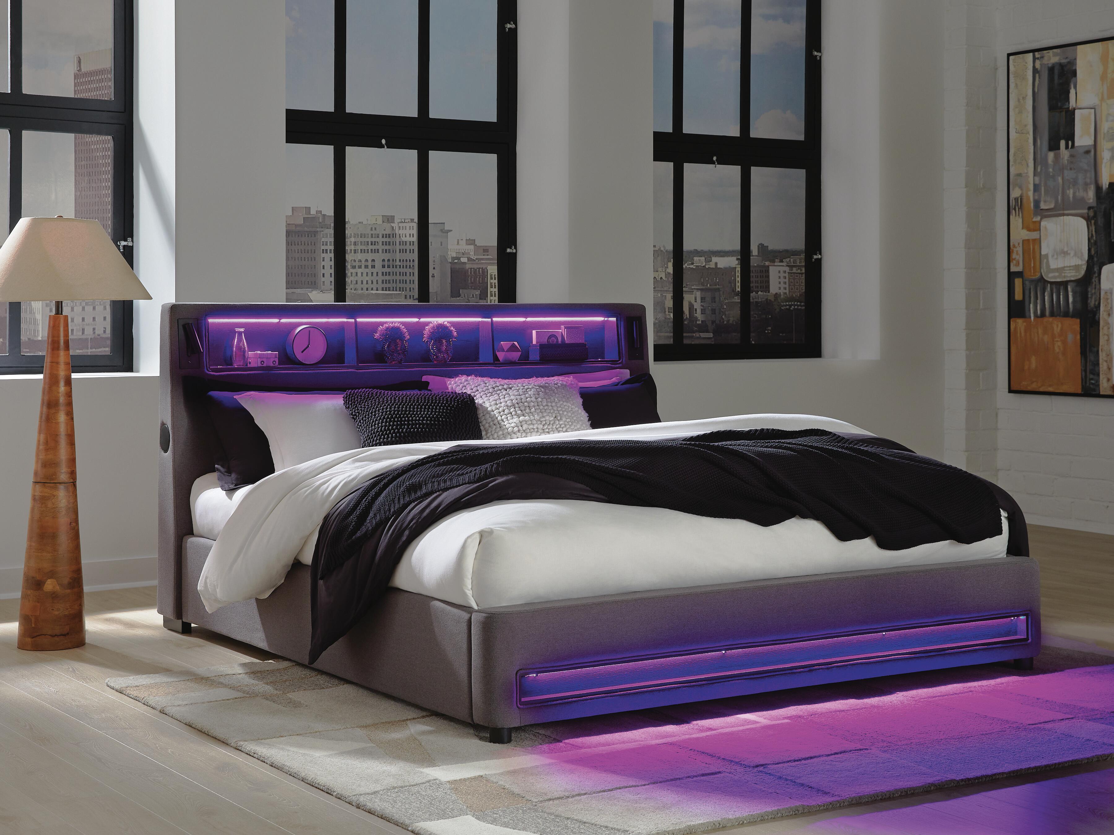 Verishaw Upholstered Bed with Wireless Audio