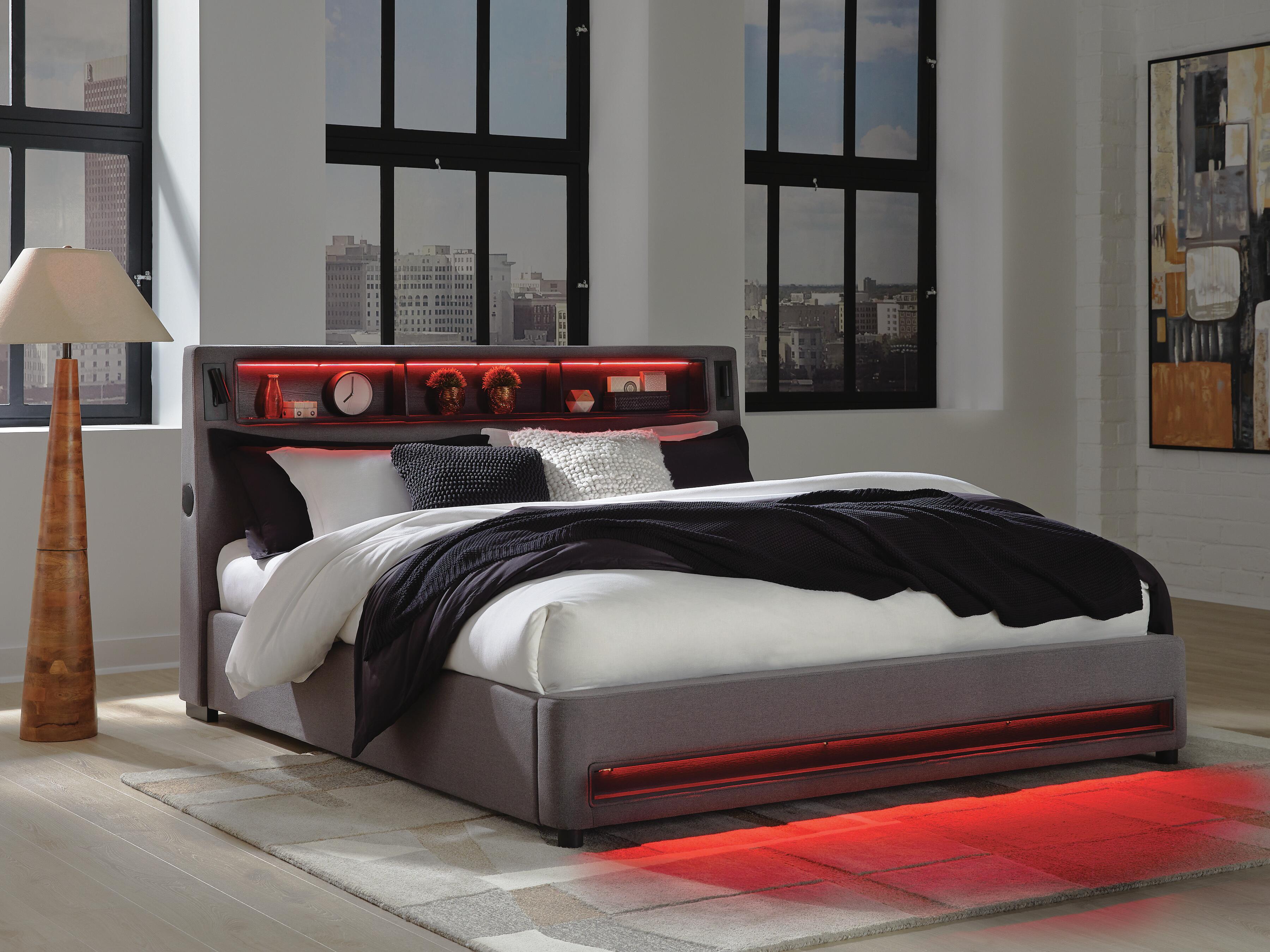 Verishaw Upholstered Bed with Wireless Audio