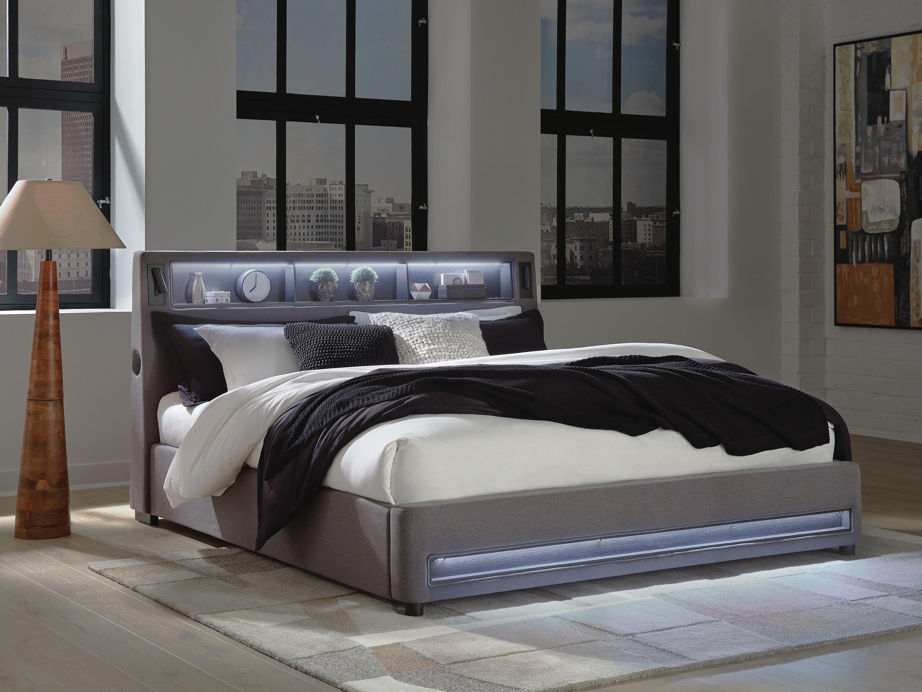 Verishaw Upholstered Bed with Wireless Audio