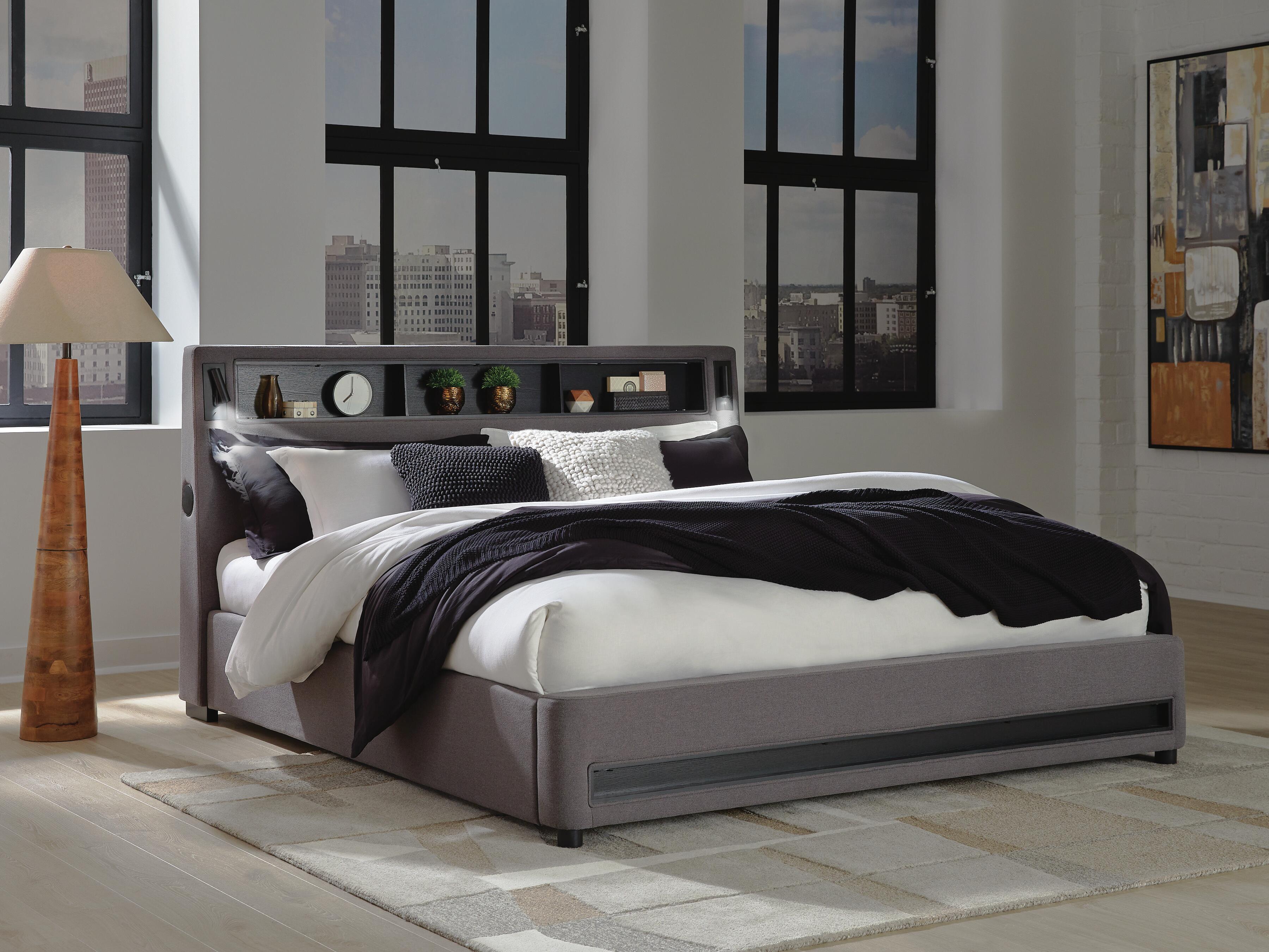 Verishaw Upholstered Bed with Wireless Audio