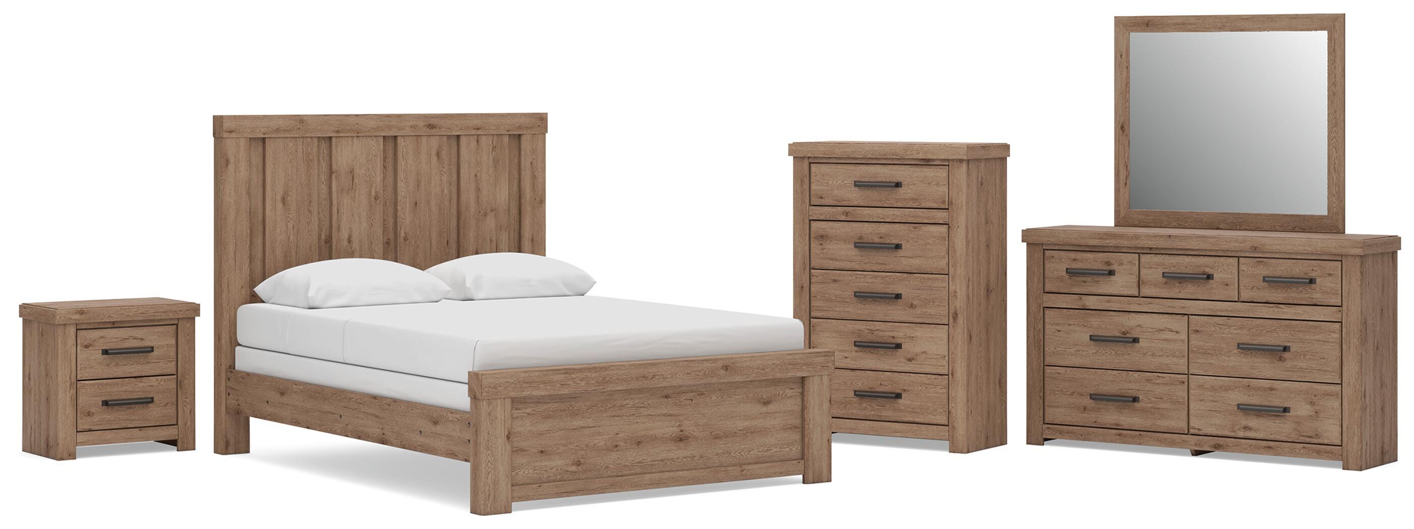 Oliandon Panel Bed, Dresser, Mirror, Chest and Nightstand