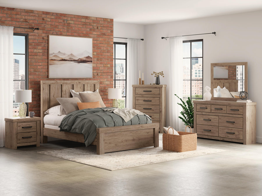 Oliandon Panel Bed, Dresser, Mirror, Chest and Nightstand