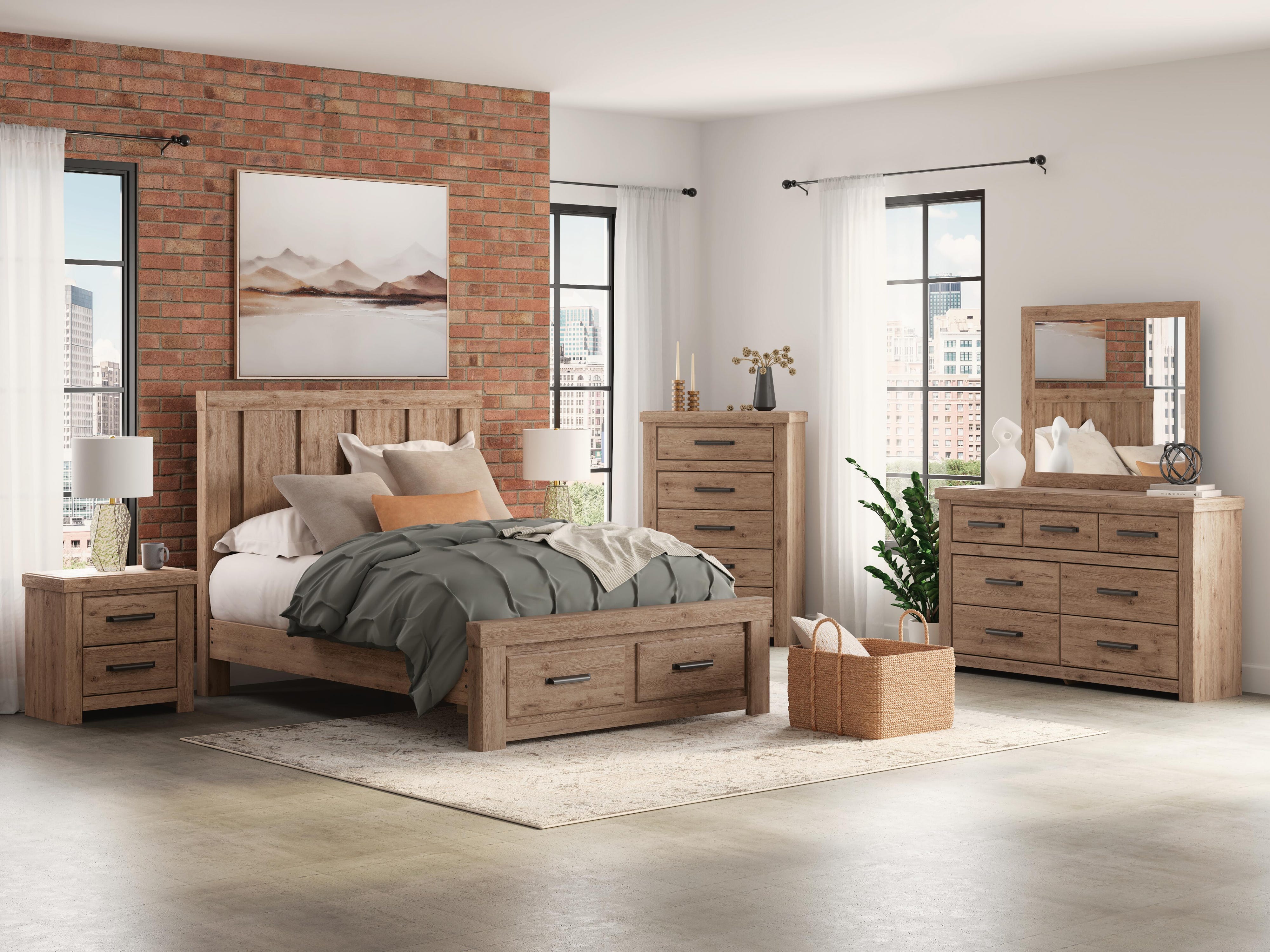 Oliandon Panel Storage Bed, Dresser, Mirror, Chest and Nightstand