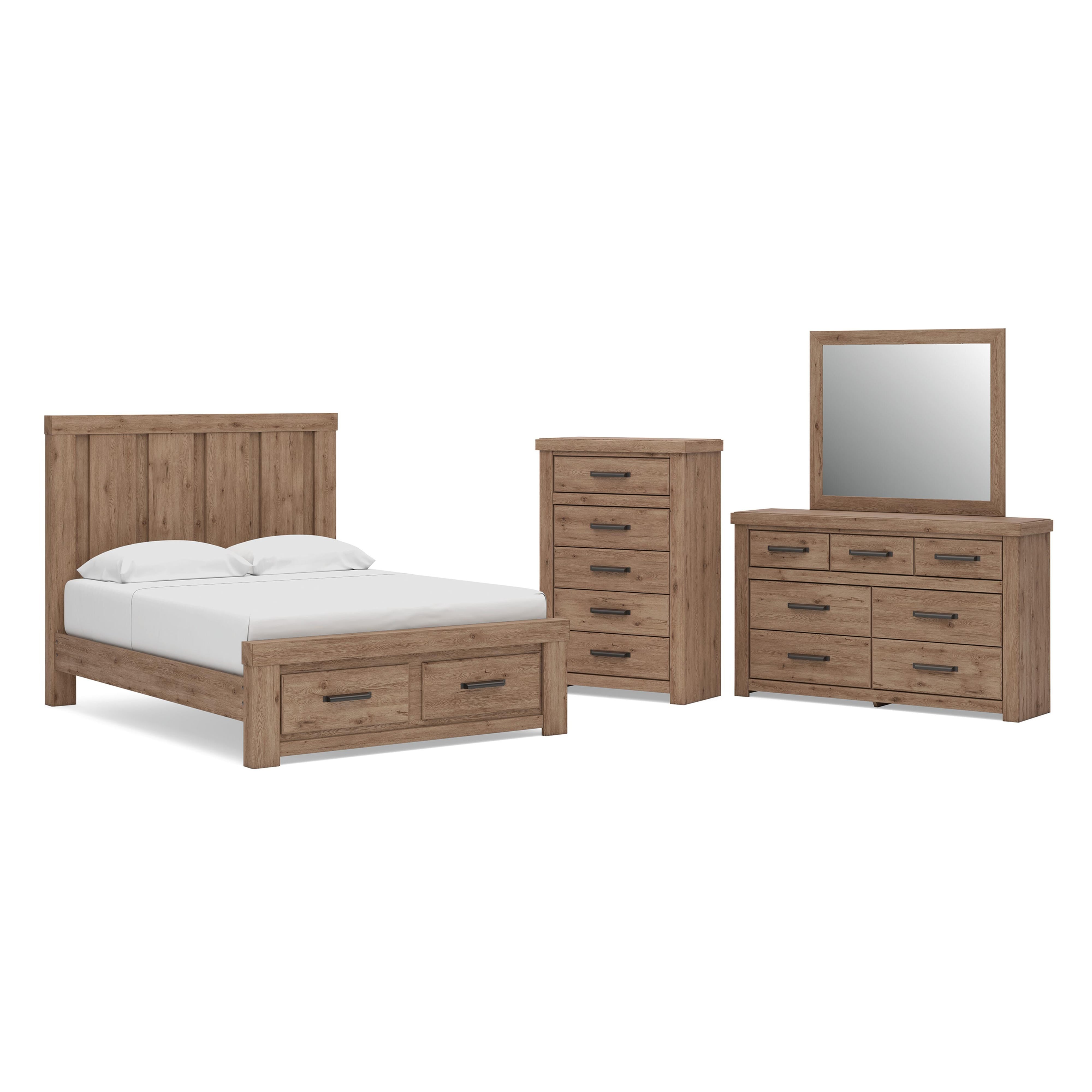Oliandon Panel Storage Bed, Dresser, Mirror and Chest