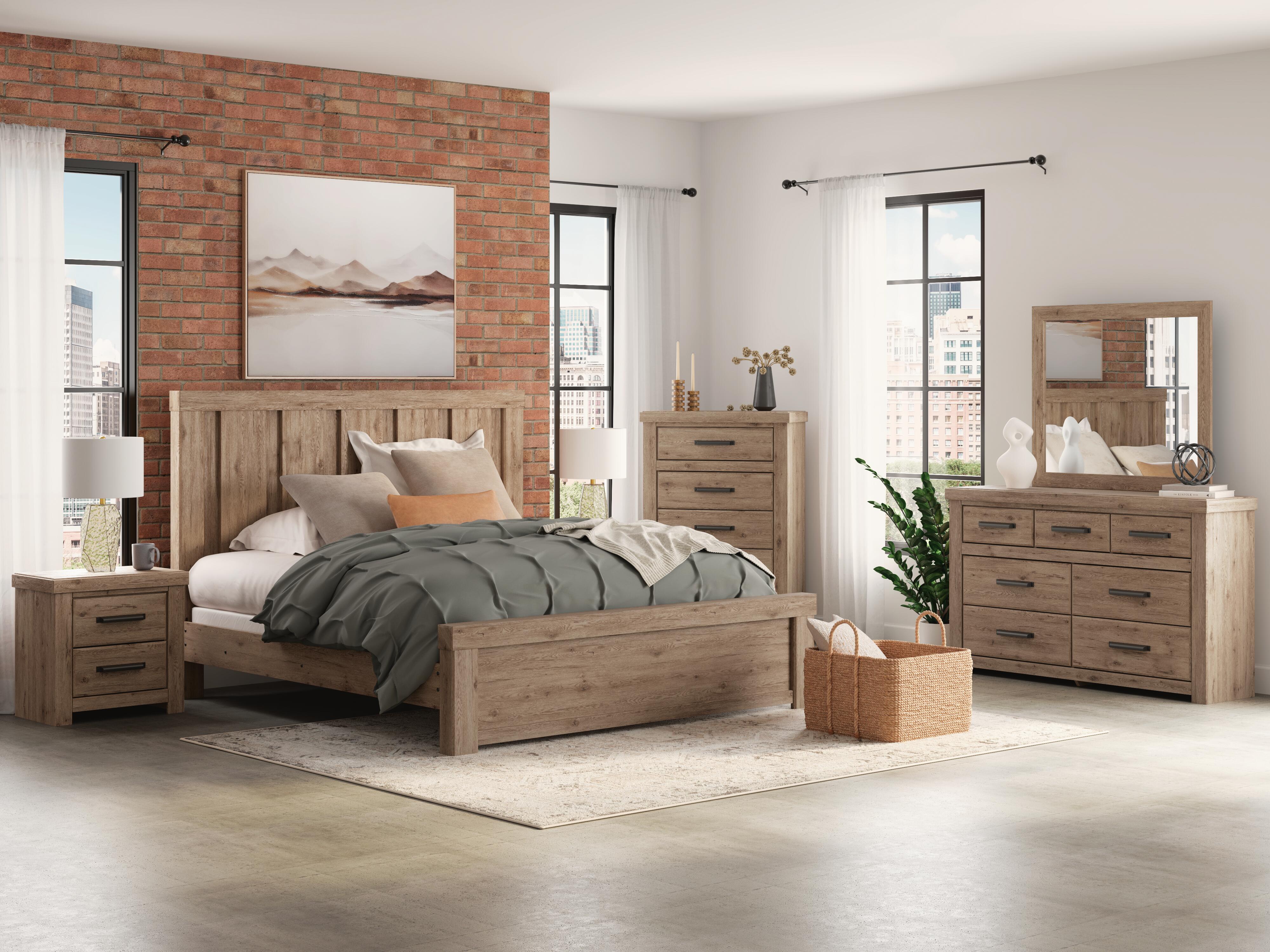 Oliandon Panel Bed, Dresser, Mirror, Chest and Nightstand