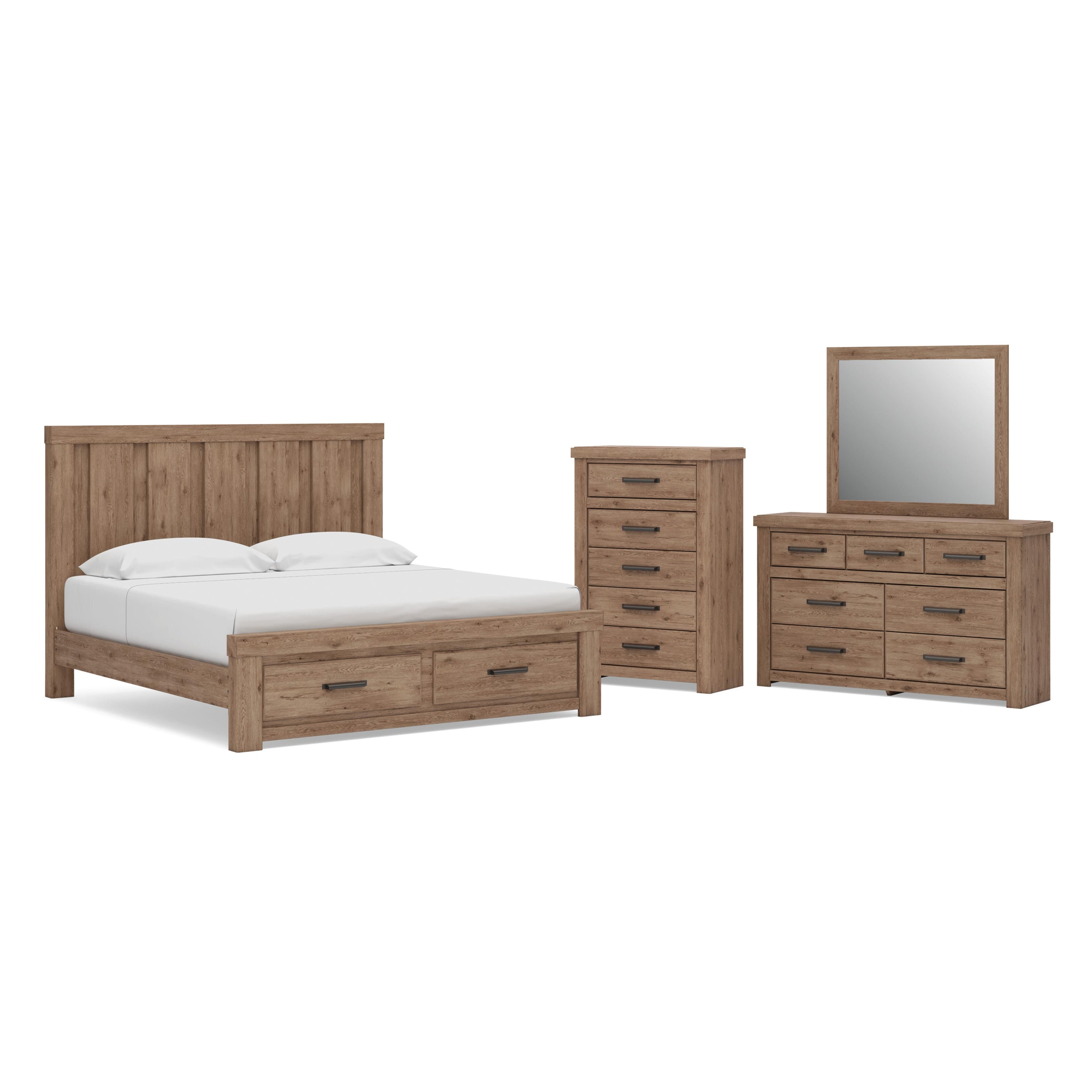 Oliandon Panel Storage Bed, Dresser, Mirror and Chest
