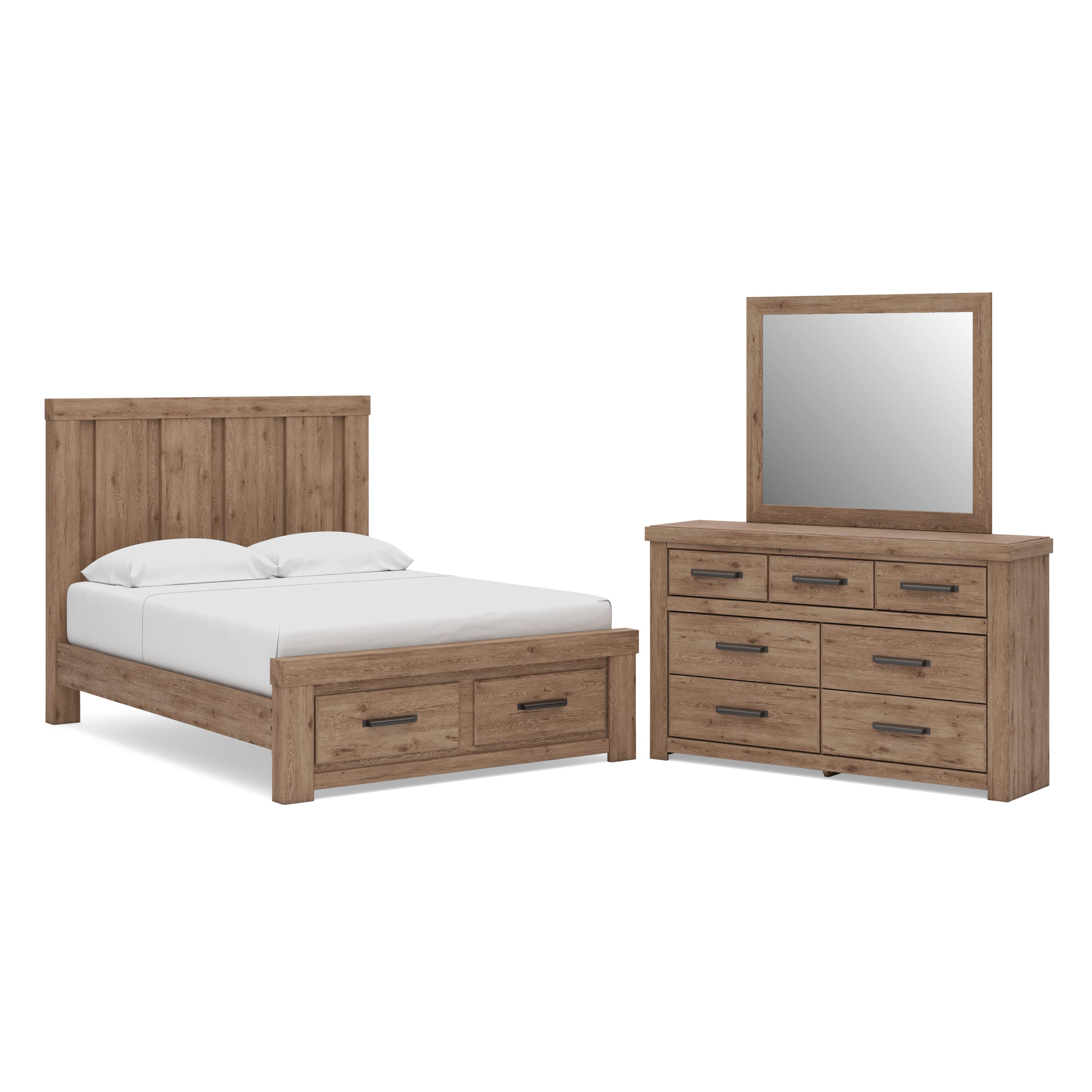 Oliandon Panel Storage Bed, Dresser and Mirror