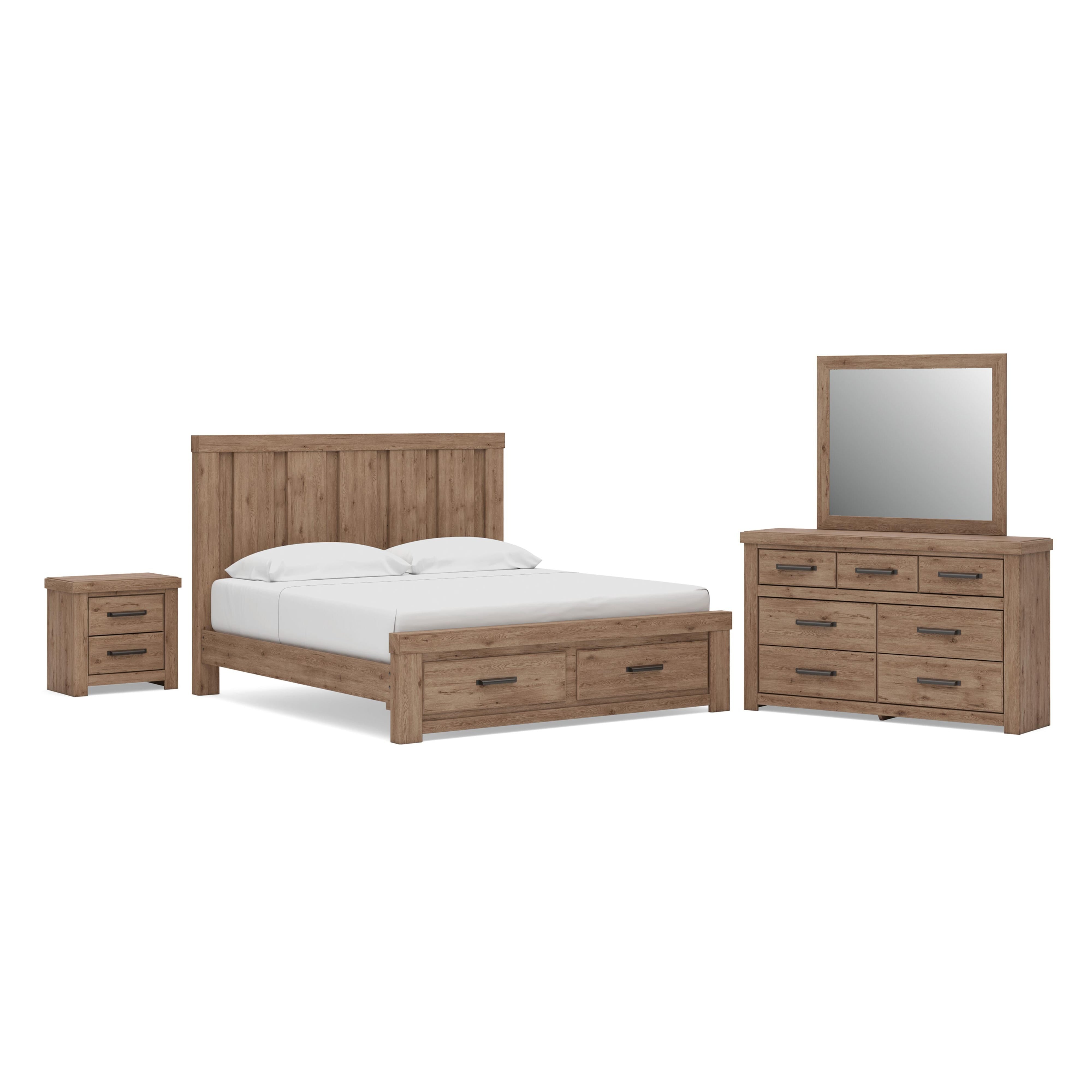 Oliandon Panel Storage Bed. Dresser, Mirror and Nightstand