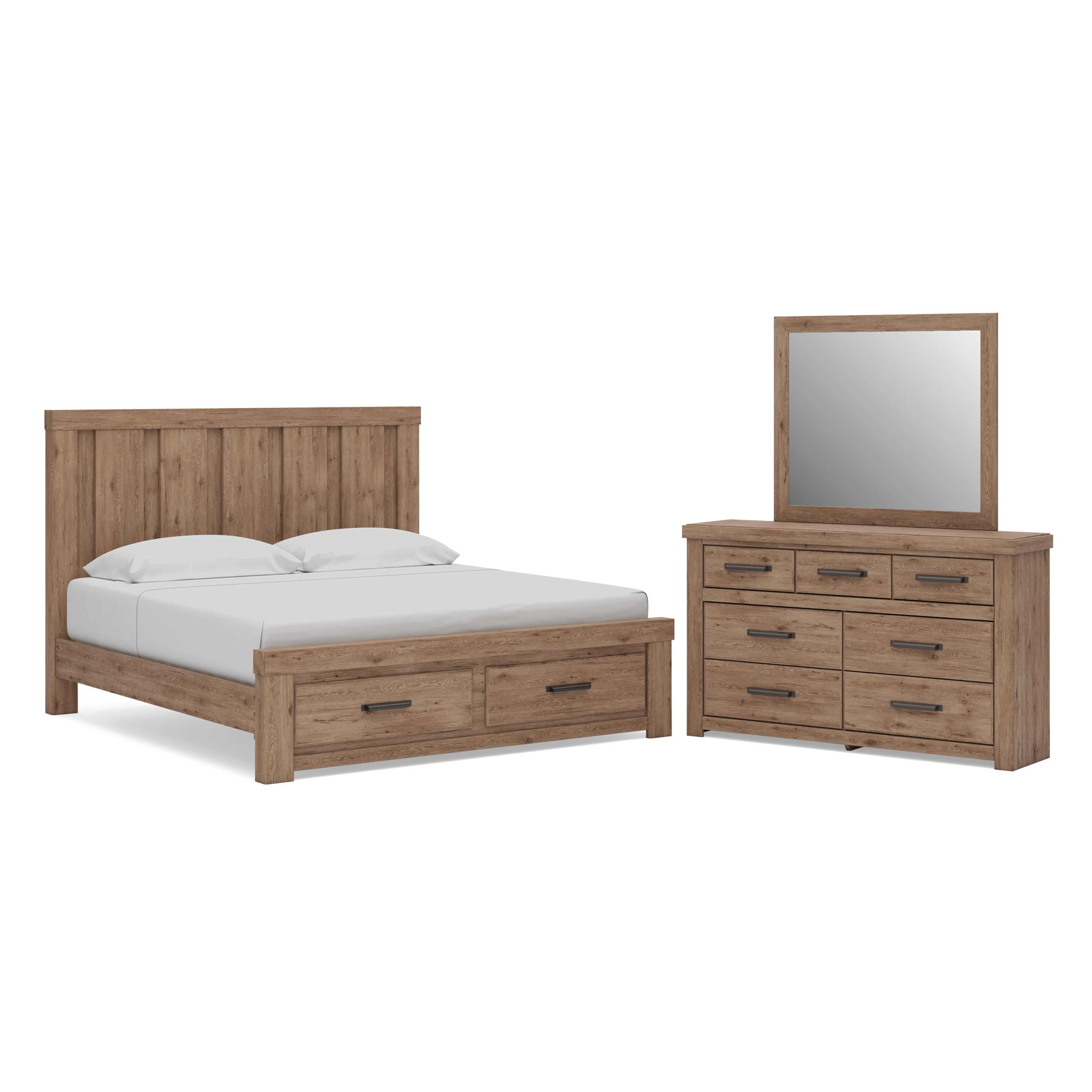 Oliandon Panel Storage Bed, Dresser and Mirror