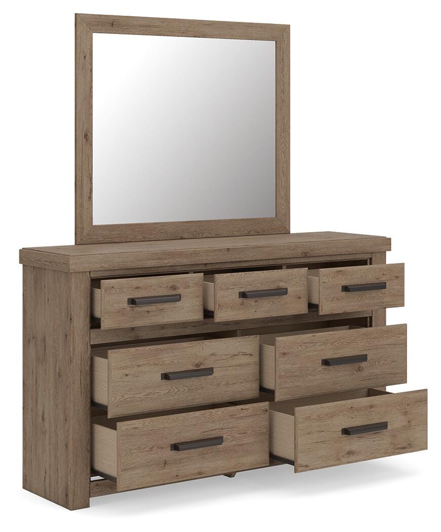 Oliandon Panel Bed. Dresser, Mirror and Nightstand