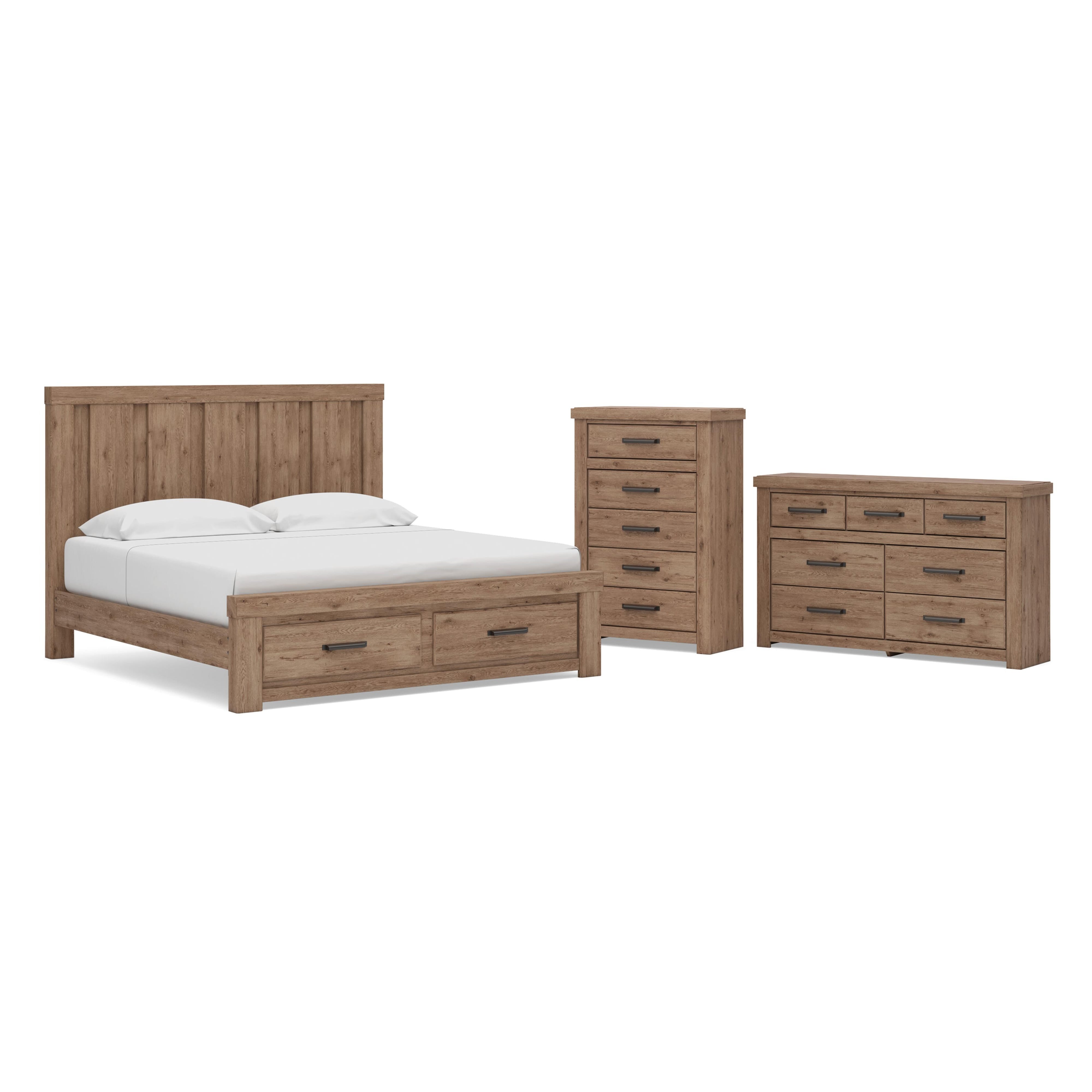 Oliandon Panel Storage Bed, Dresser and Chest