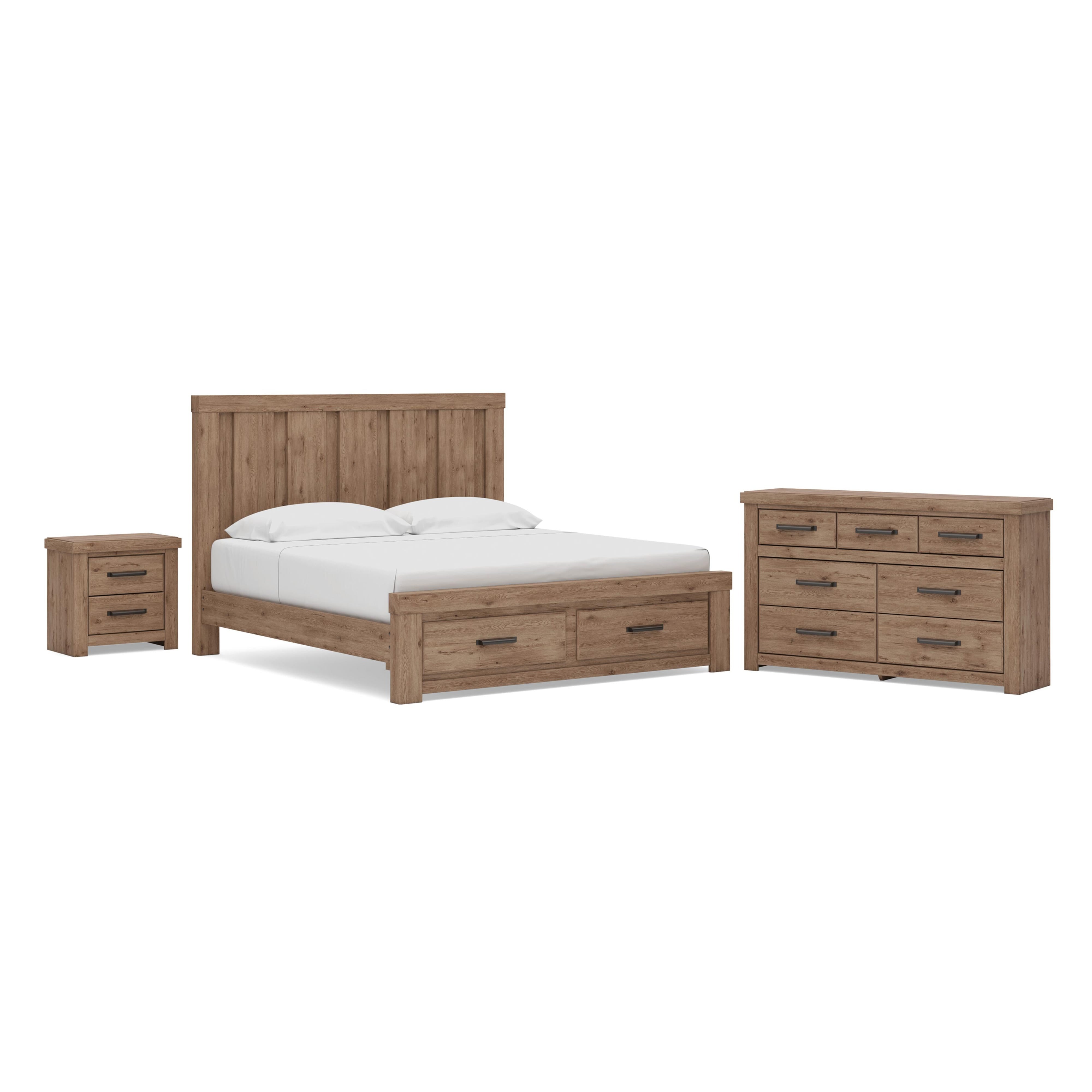 Oliandon Panel Storage Bed, Dresser and Nightstand