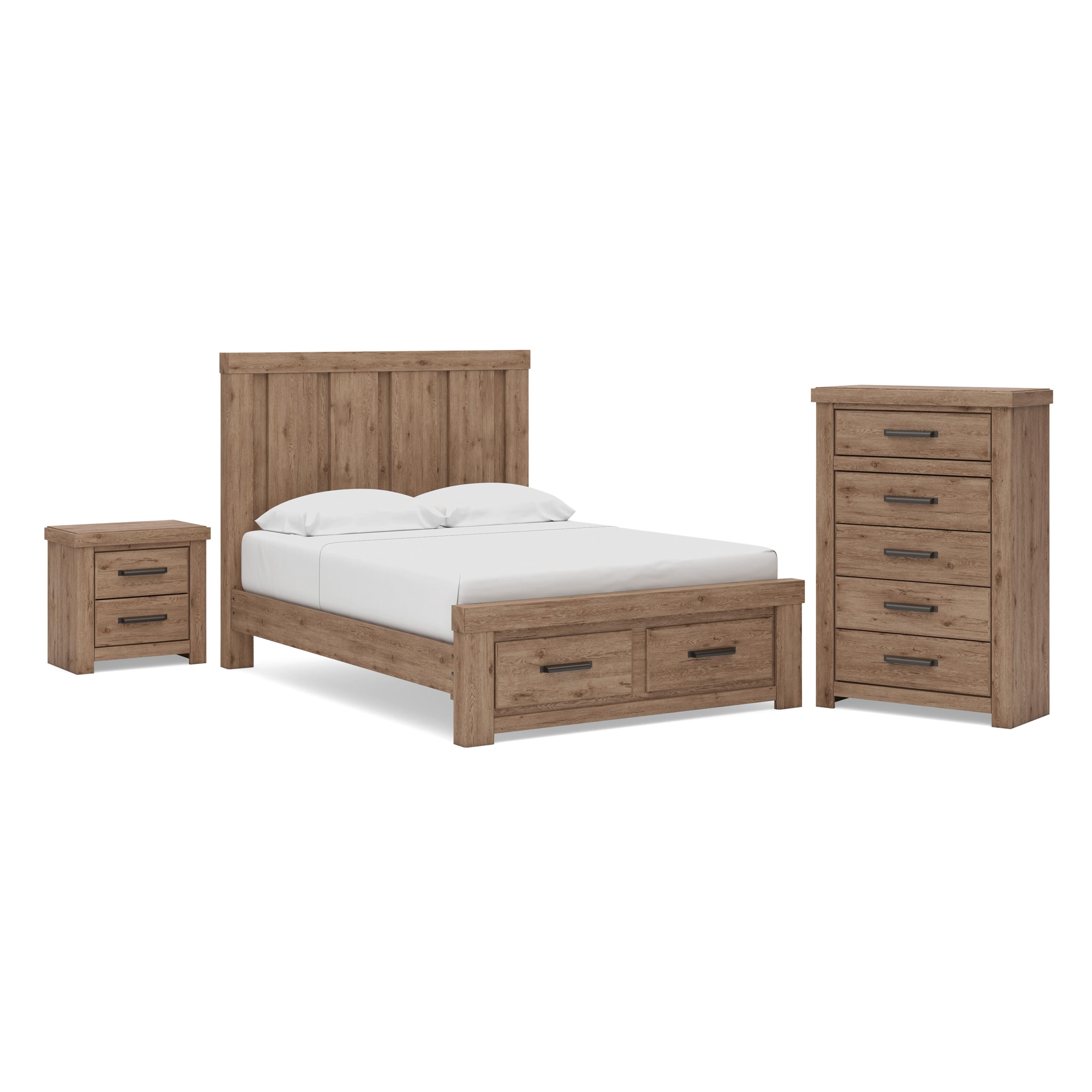 Oliandon Panel Storage Bed, Chest and Nightstand