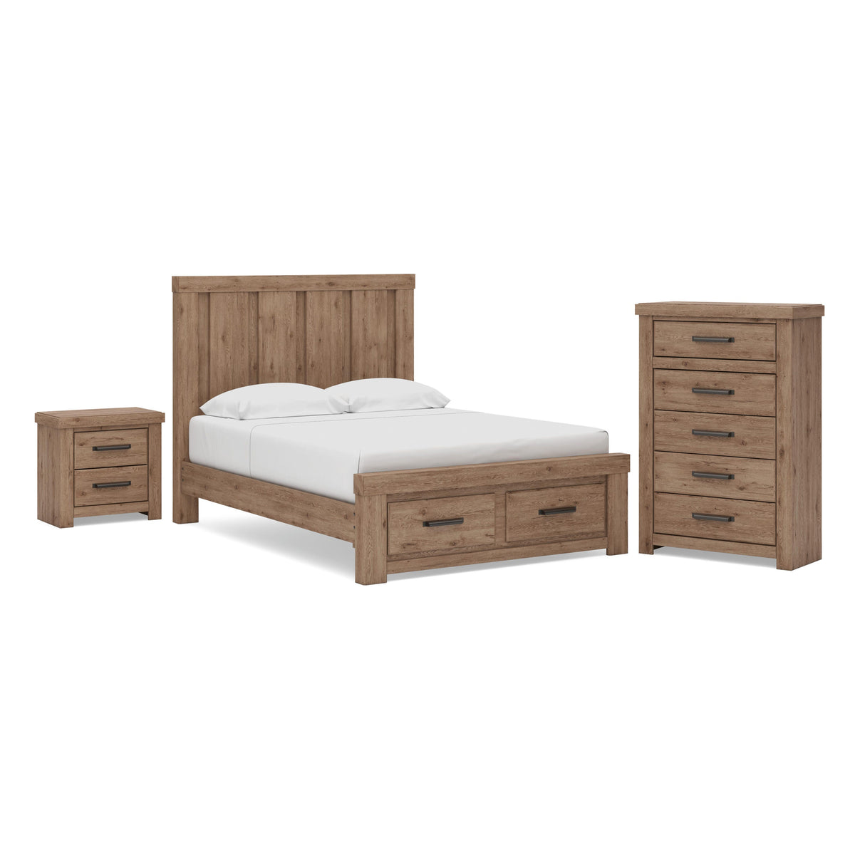 Oliandon Panel Storage Bed, Chest and Nightstand