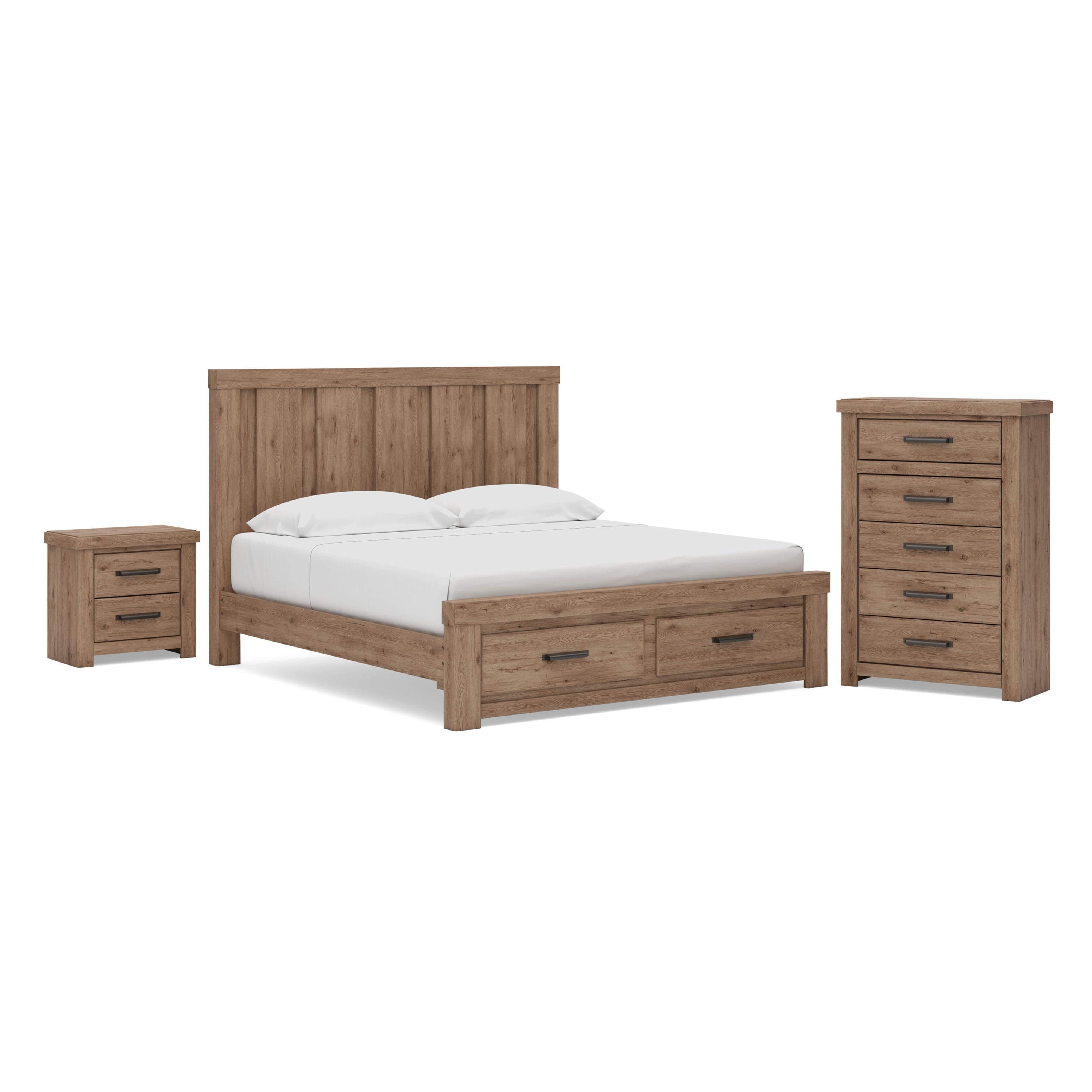 Oliandon Panel Storage Bed, Chest and Nightstand