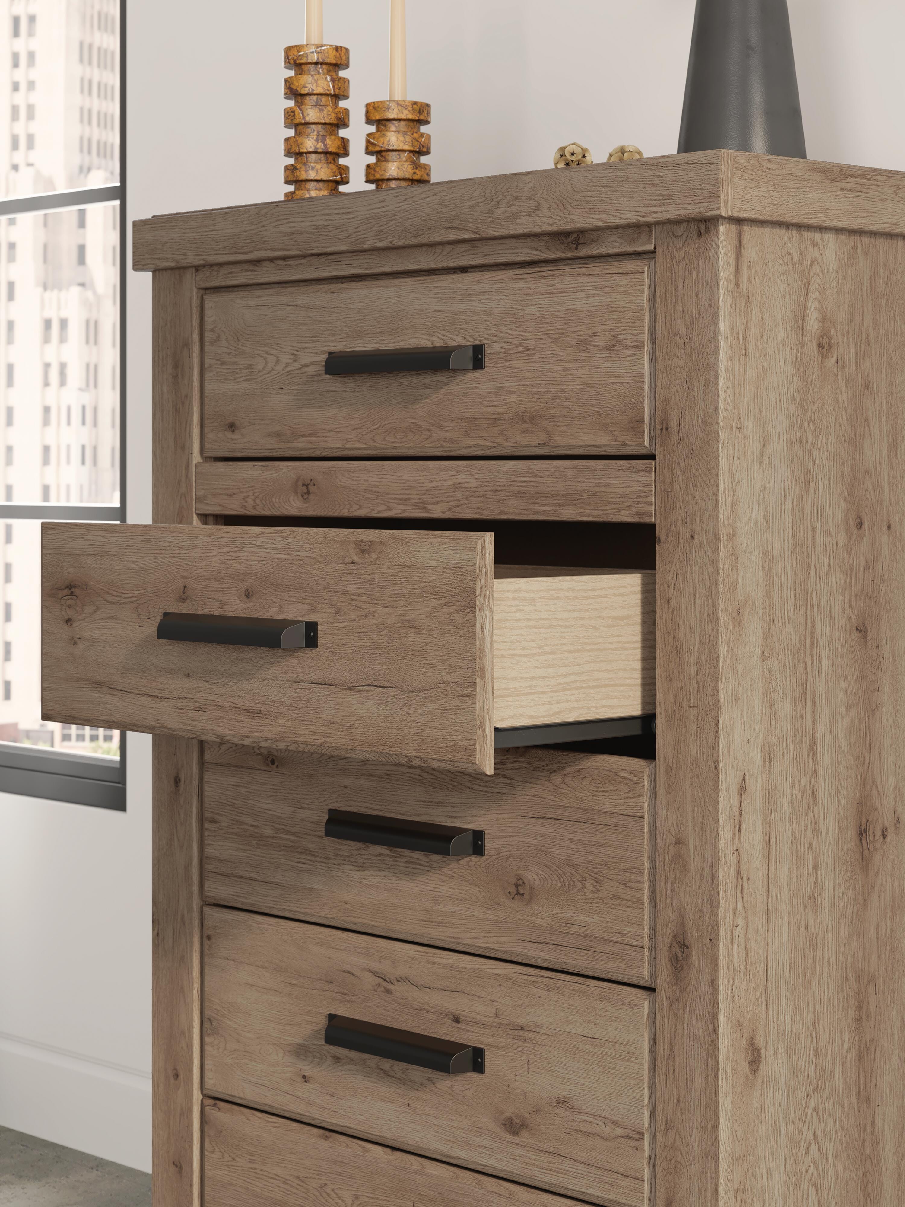 Oliandon Panel Bed, Dresser, Mirror and Chest