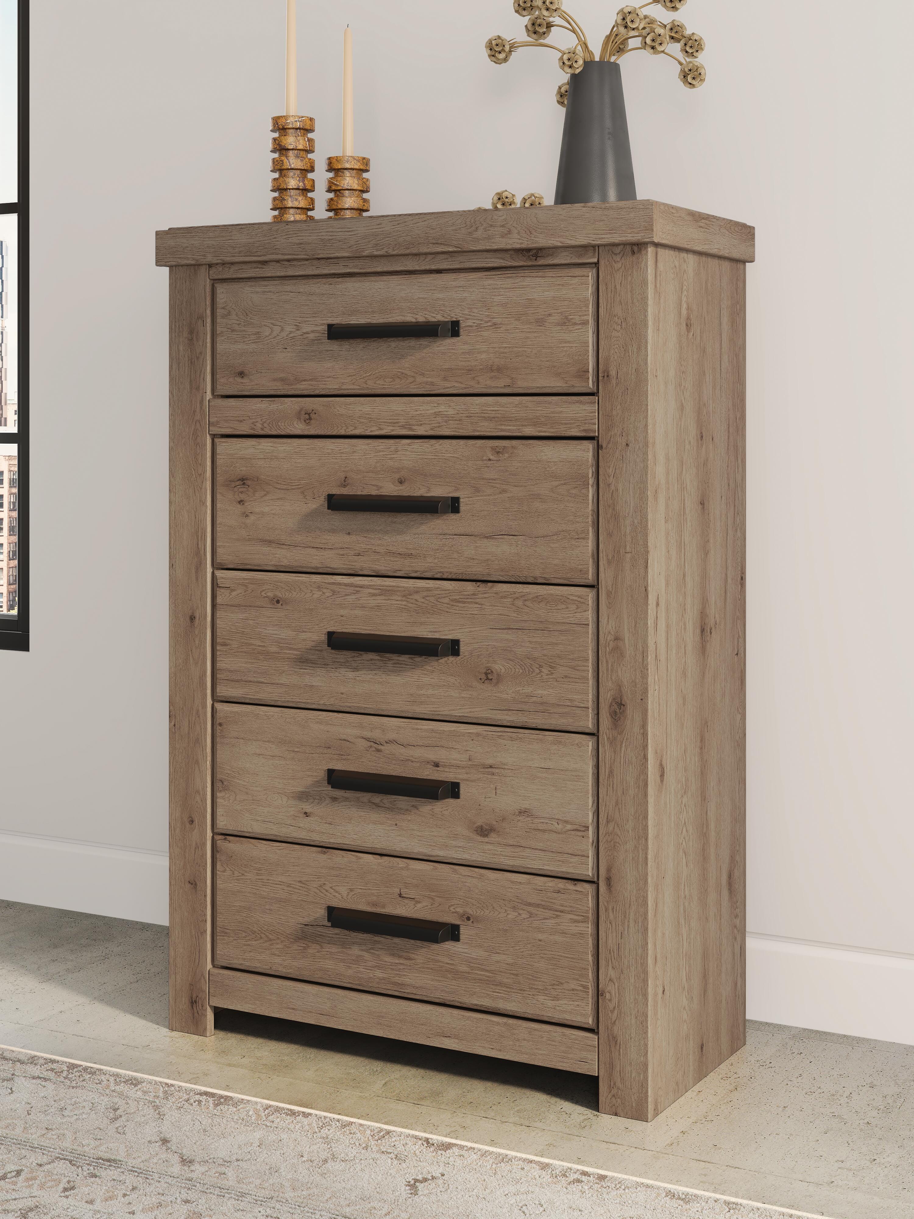 Oliandon Panel Bed, Dresser, Mirror and Chest