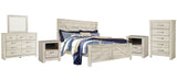 Bellaby Crossbuck Panel Bed with Mirrored Dresser, Chest and 2 Nightstands