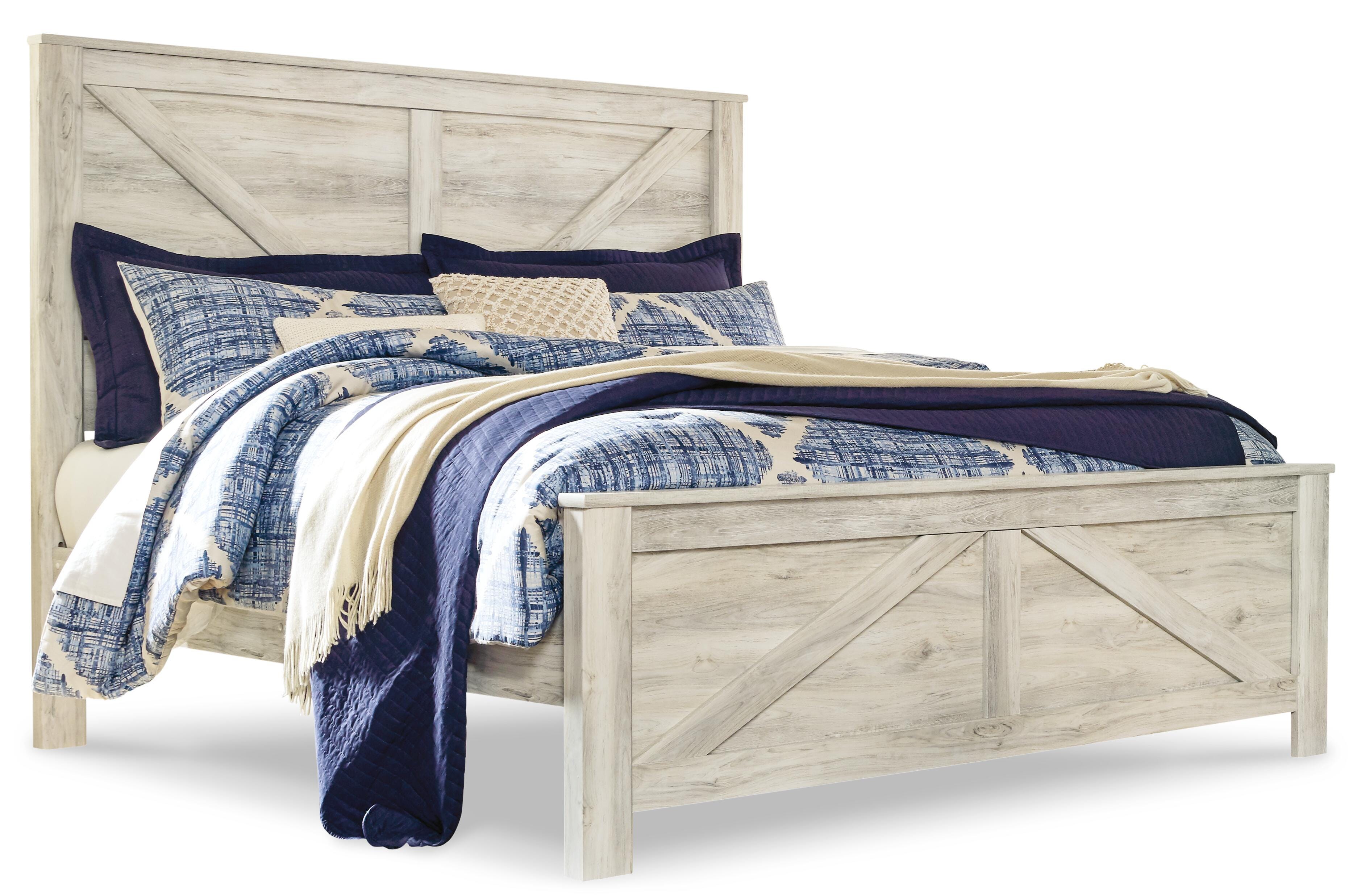 Bellaby Crossbuck Panel Bed with Mirrored Dresser and Chest