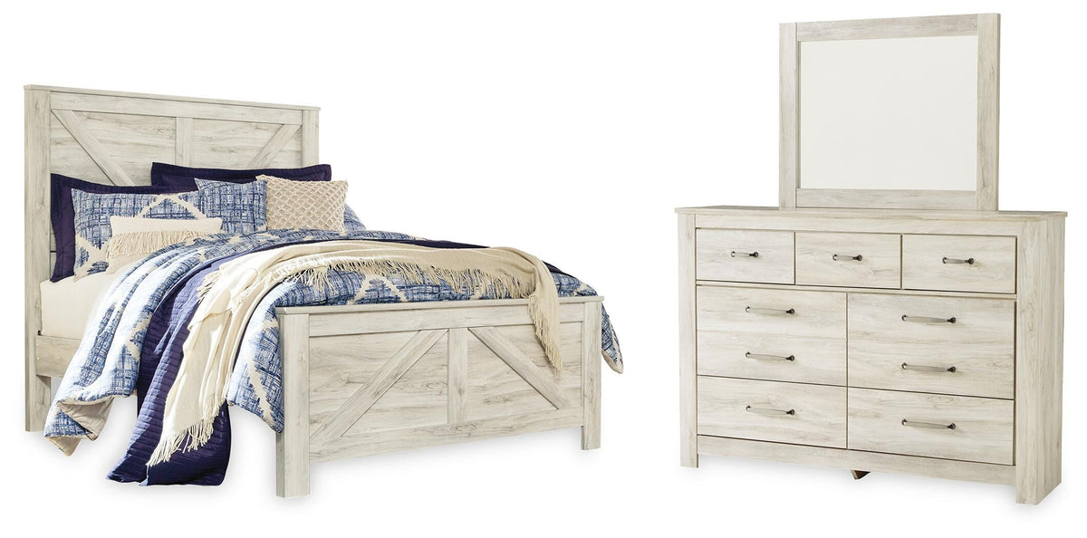 Bellaby Crossbuck Panel Bed, Dresser and Mirror