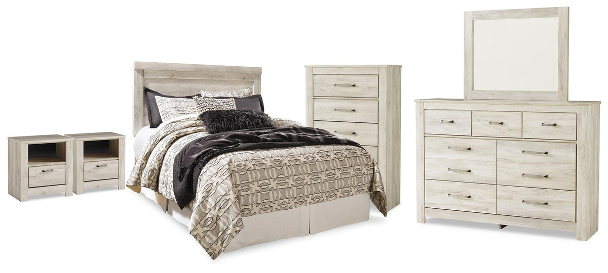 Bellaby Panel Headboard, Dresser, Mirror, Chest and 2 Nightstands