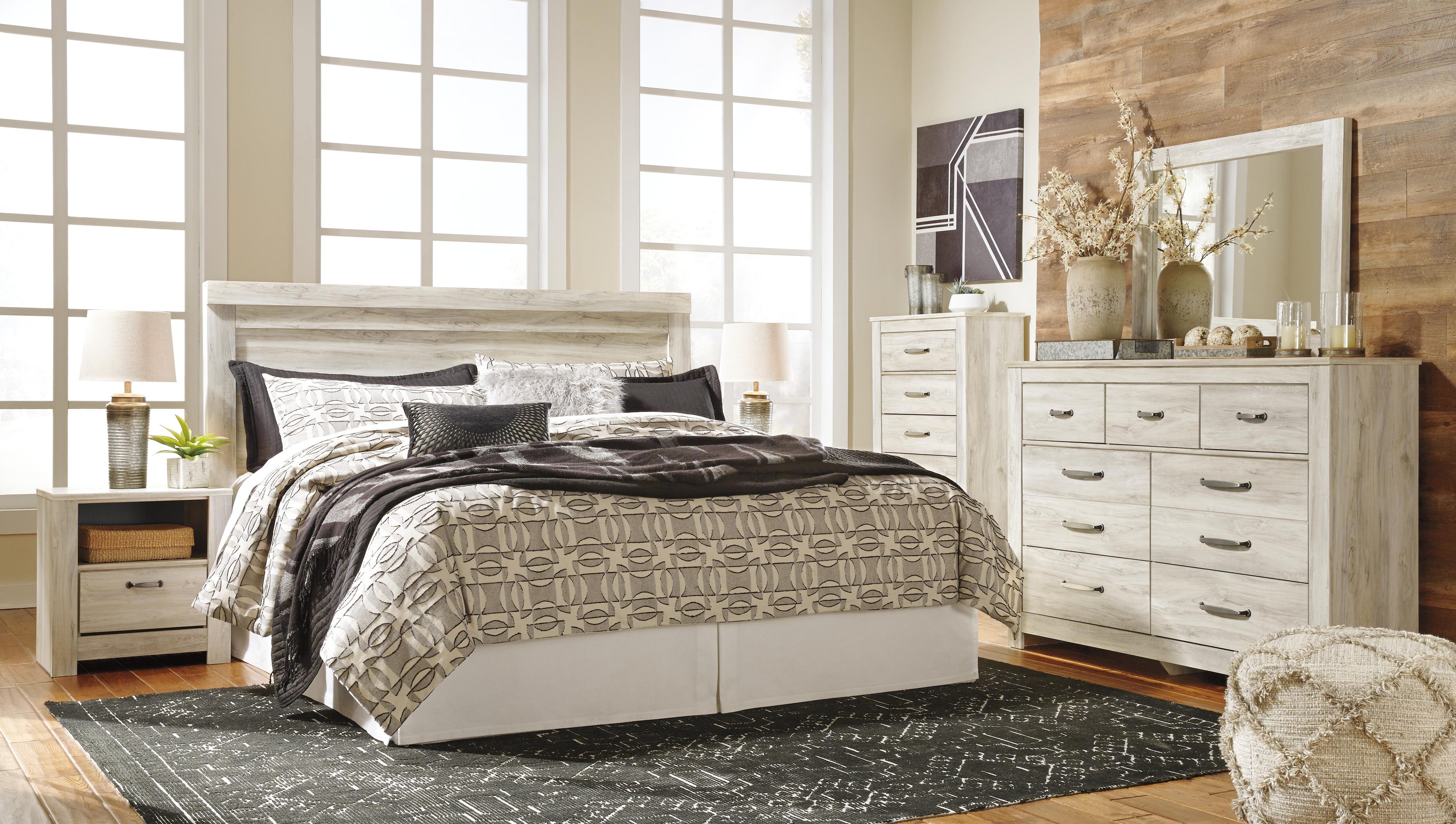 Bellaby Panel Headboard, Dresser, Mirror, Chest and 2 Nightstands