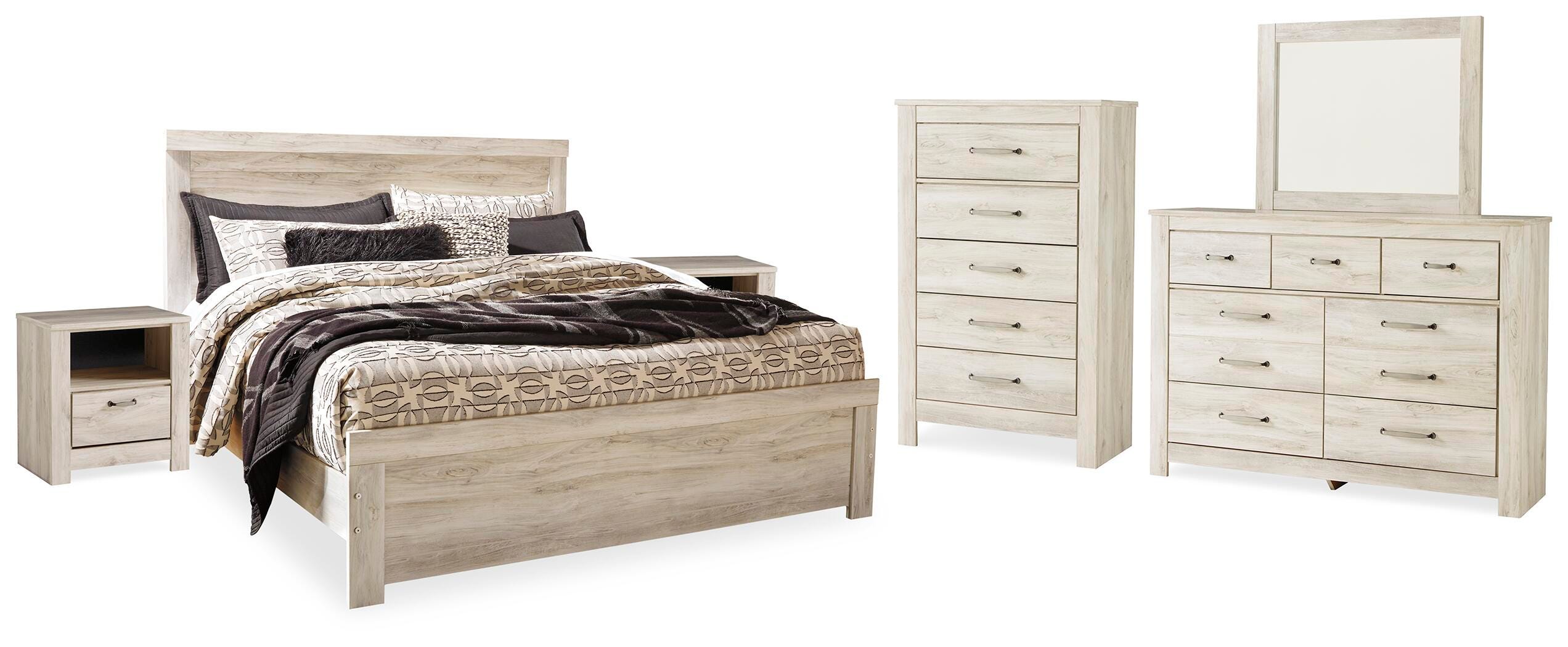 Bellaby Panel Bed, Dresser, Mirror, Chest and 2 Nightstands