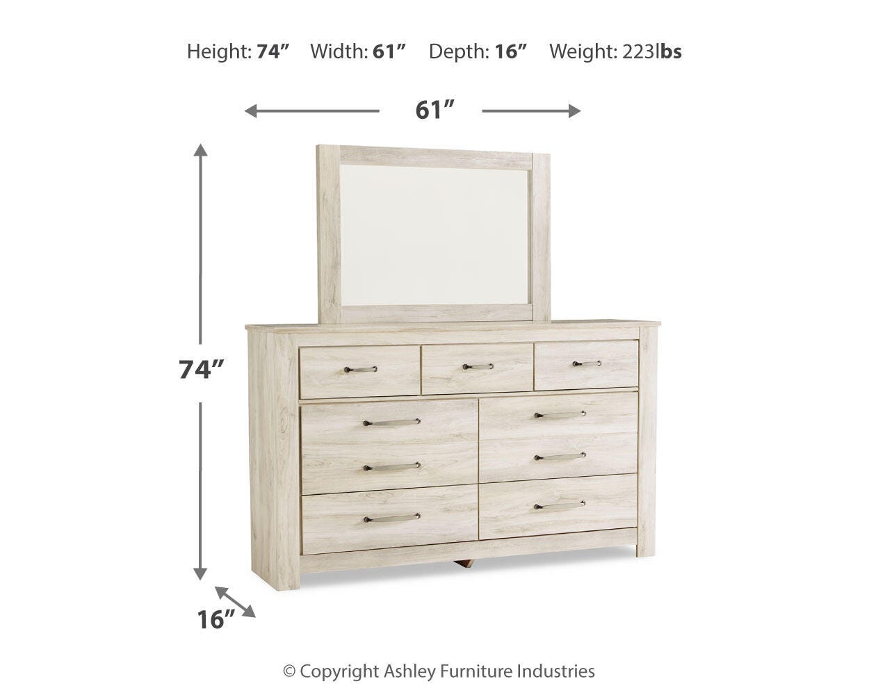 Bellaby Crossbuck Panel Bed, Dresser and Mirror