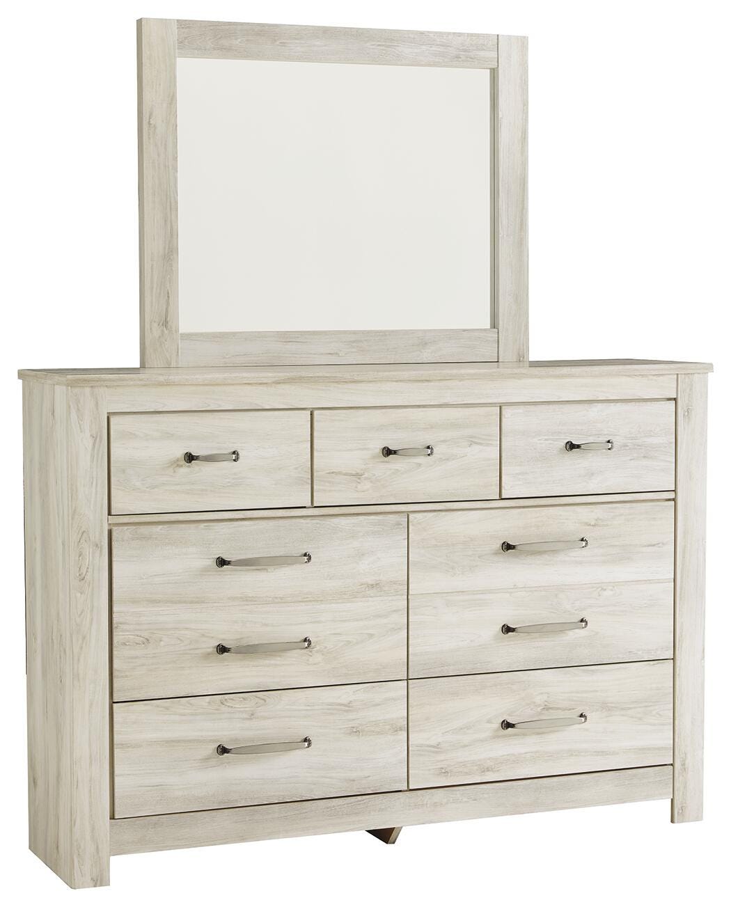 Bellaby Panel Headboard with Mirrored Dresser