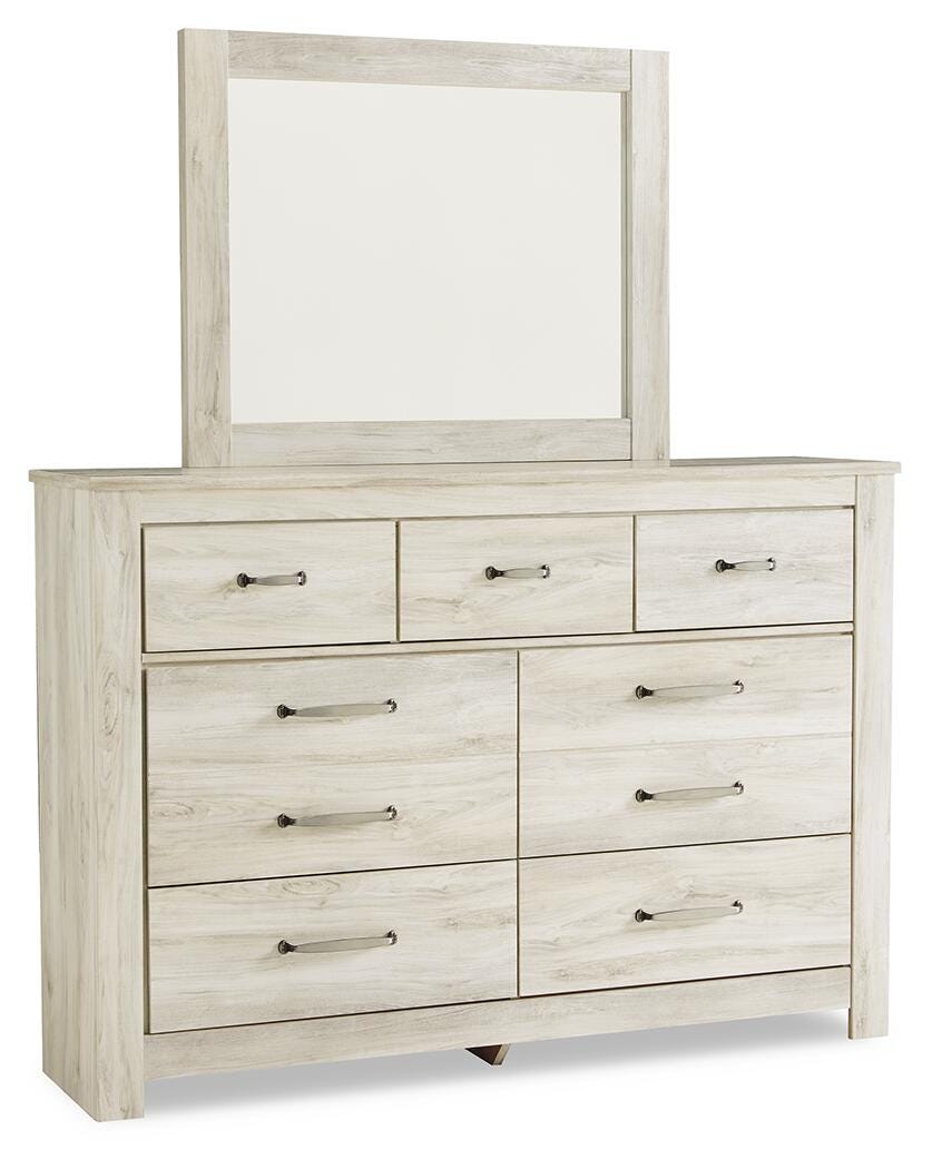 Bellaby Platform Bed with 2 Storage Drawers with Mirrored Dresser and Nightstand
