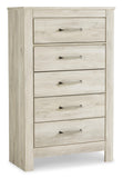 Bellaby Crossbuck Panel Bed with Mirrored Dresser, Chest and Nightstand