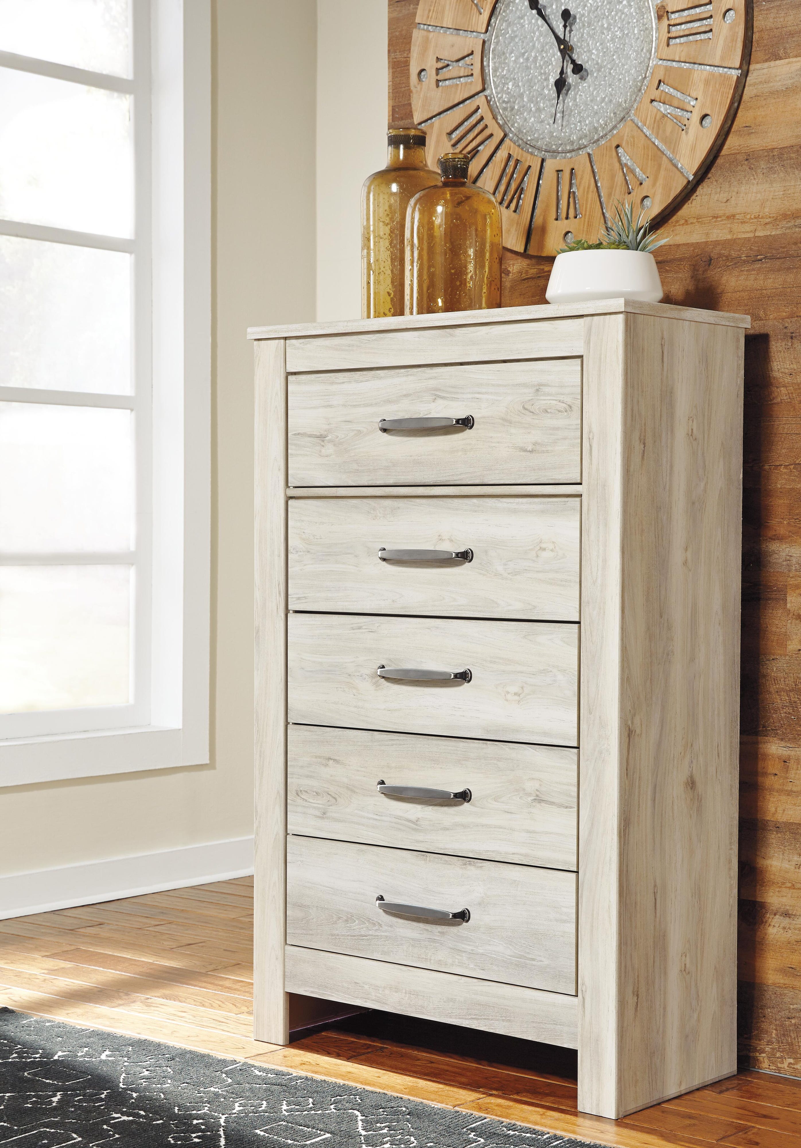 Bellaby Panel Bed with Mirrored Dresser and Chest