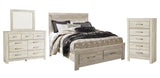 Bellaby Platform Bed with 2 Storage Drawers with Mirrored Dresser and Chest