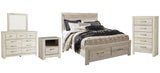 Bellaby Platform Bed with 2 Storage Drawers with Mirrored Dresser, Chest and Nightstand