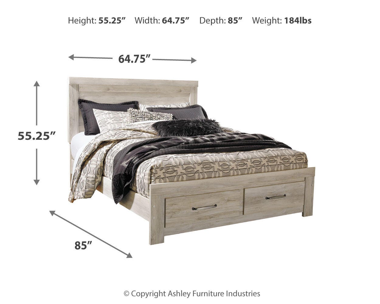 Bellaby Panel Storage Bed, Dresser and Nightstand
