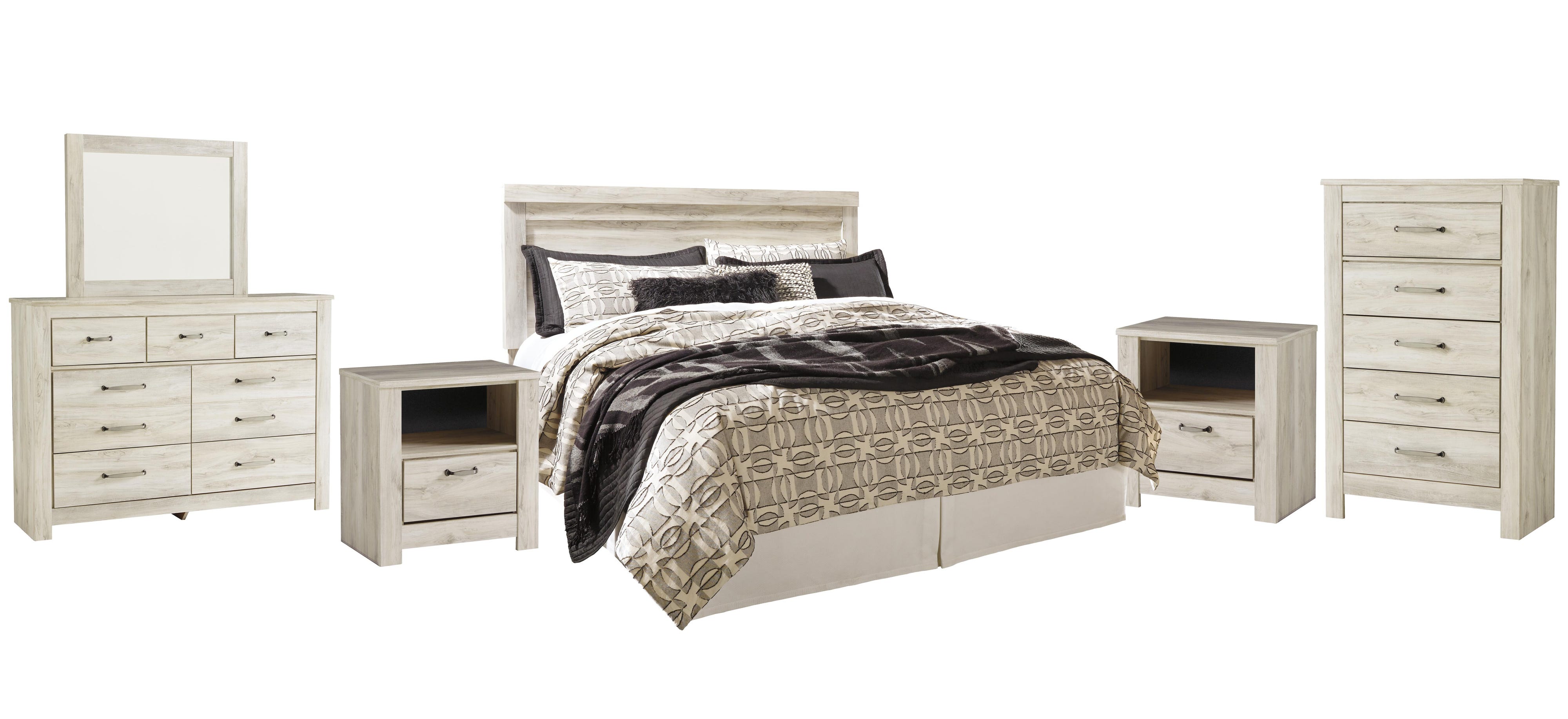 Bellaby Panel Headboard, Dresser, Mirror, Chest and 2 Nightstands