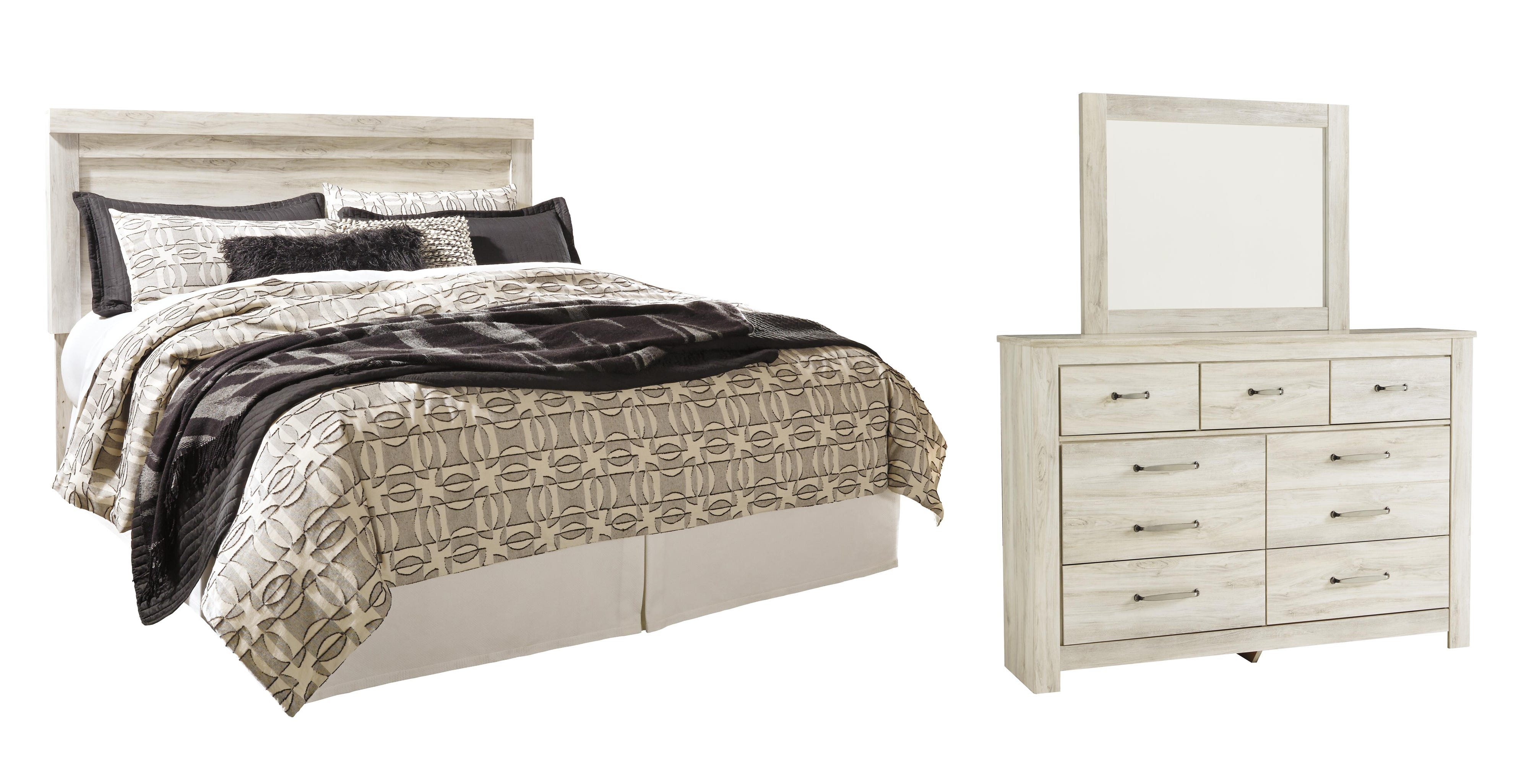 Bellaby Panel Headboard with Mirrored Dresser