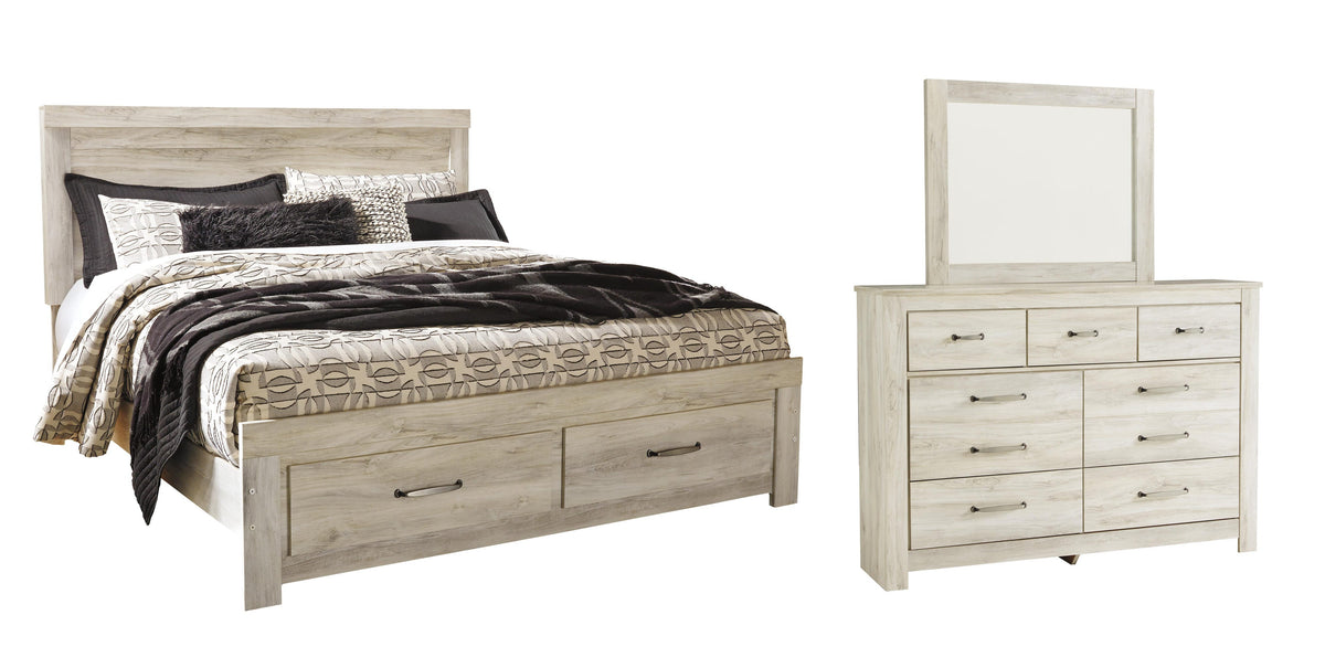 Bellaby Platform Bed with 2 Storage Drawers with Mirrored Dresser