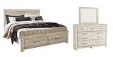 Bellaby Platform Bed with 2 Storage Drawers with Mirrored Dresser