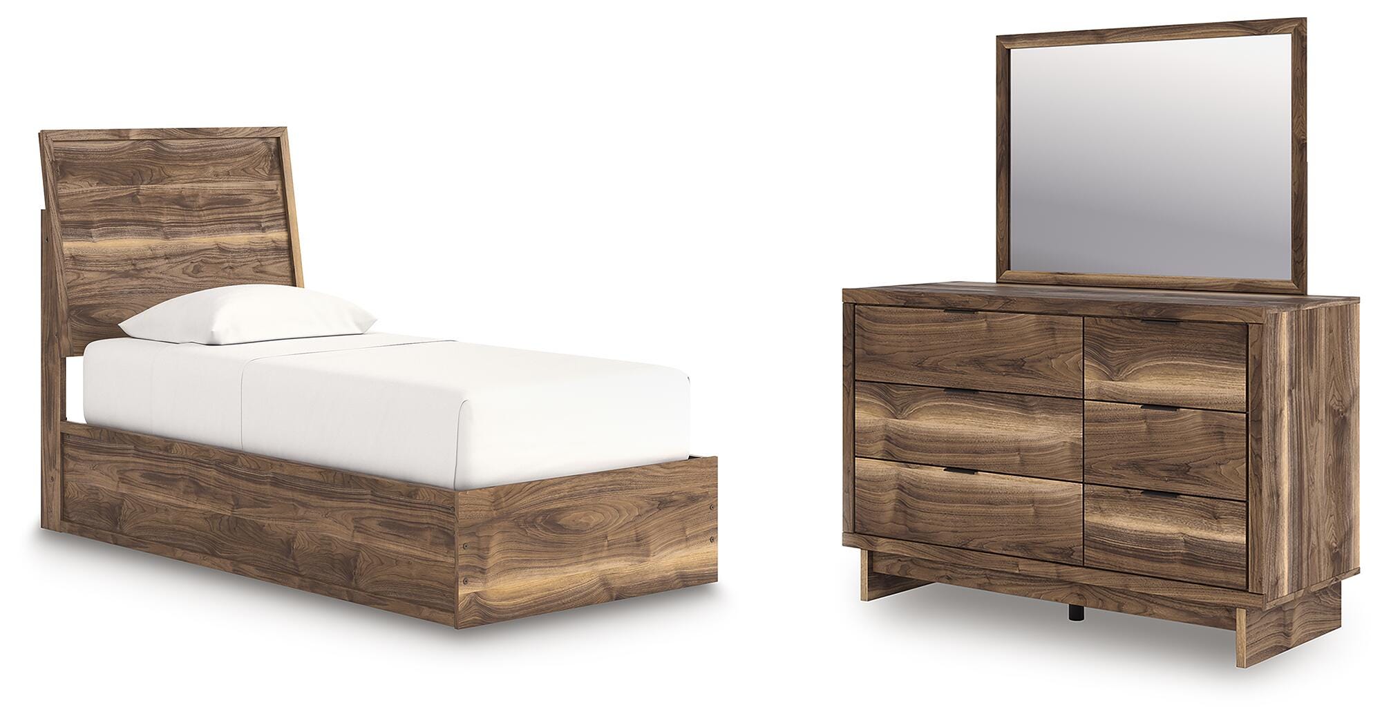 Chirason Panel Platform Bed, Dresser and Mirror