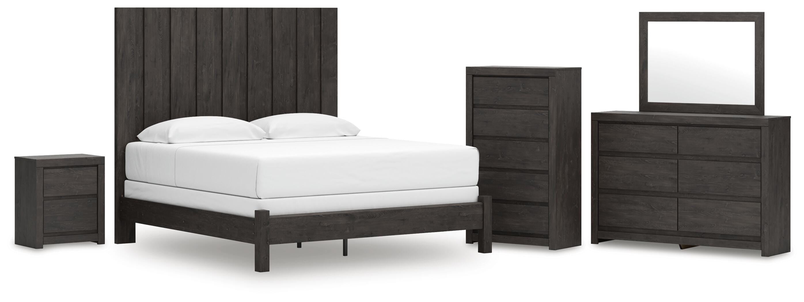 Fraluna Panel Bed, Dresser, Mirror, Chest and Nightstand